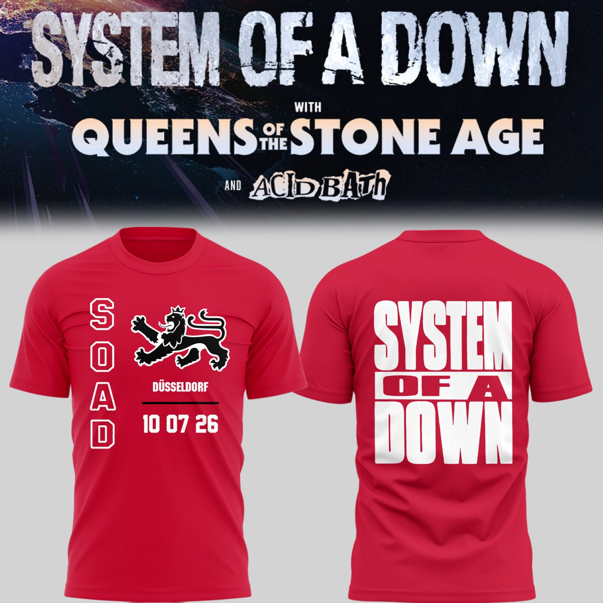 System Of A Down UK and Europe Stadium Tour 2026 Limited Edition Graphic T Shirt