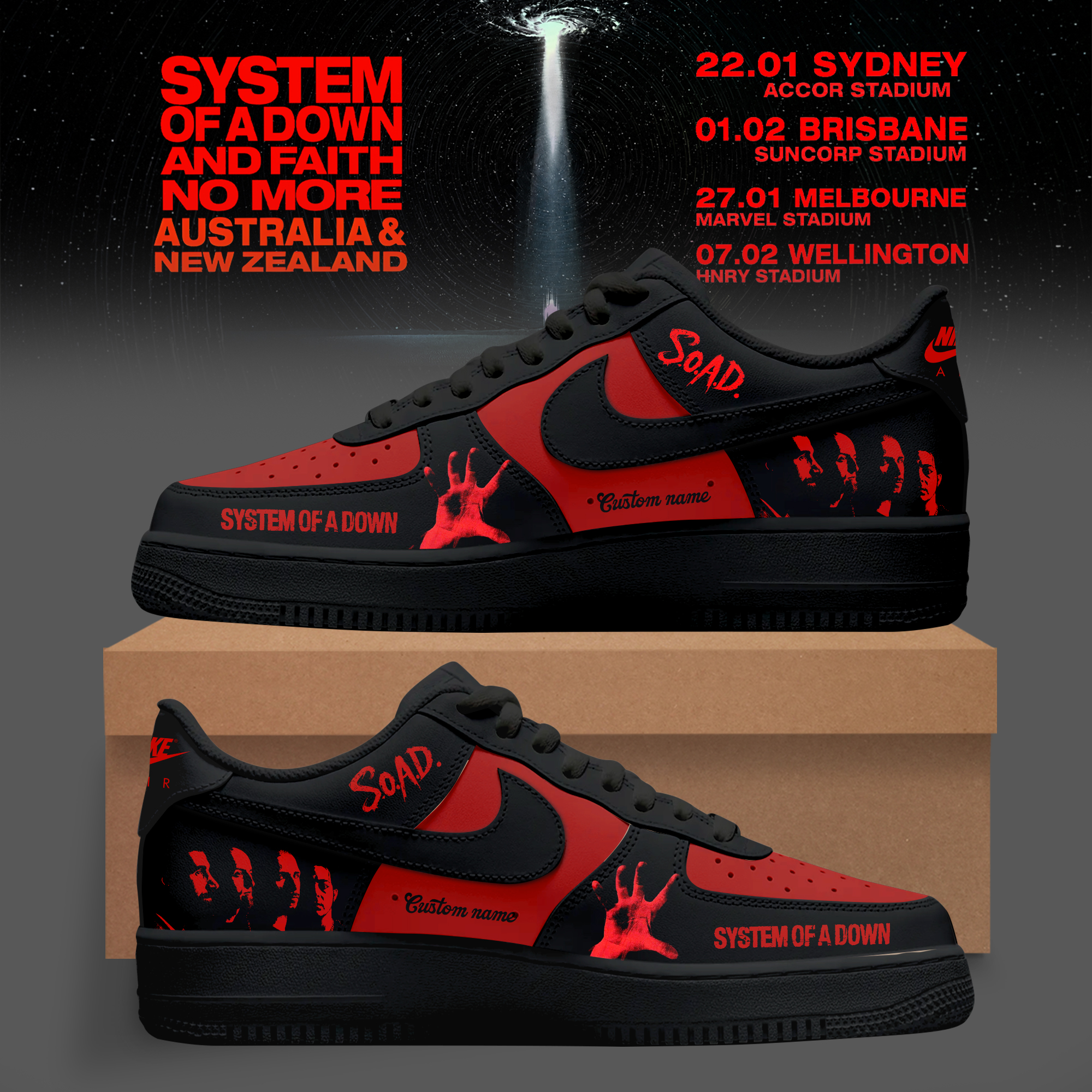 System of a Down & Faith No More Limited Edition AF1 Shoes