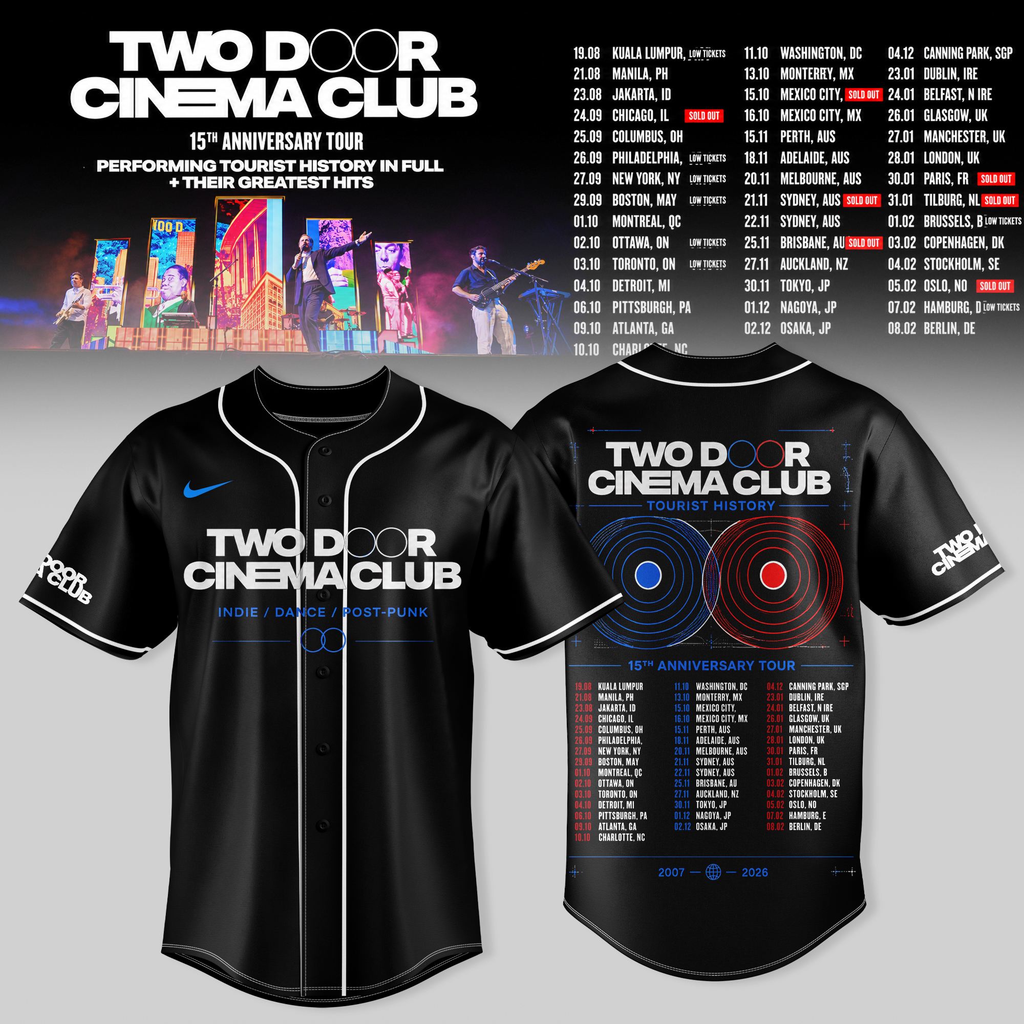 TDCC 15th Anniversary Tour All Over Print Baseball Jersey Music Fan Apparel 1 - Unicasport TDCC 15th Anniversary Tour All Over Print Baseball Jersey Music Fan Apparel