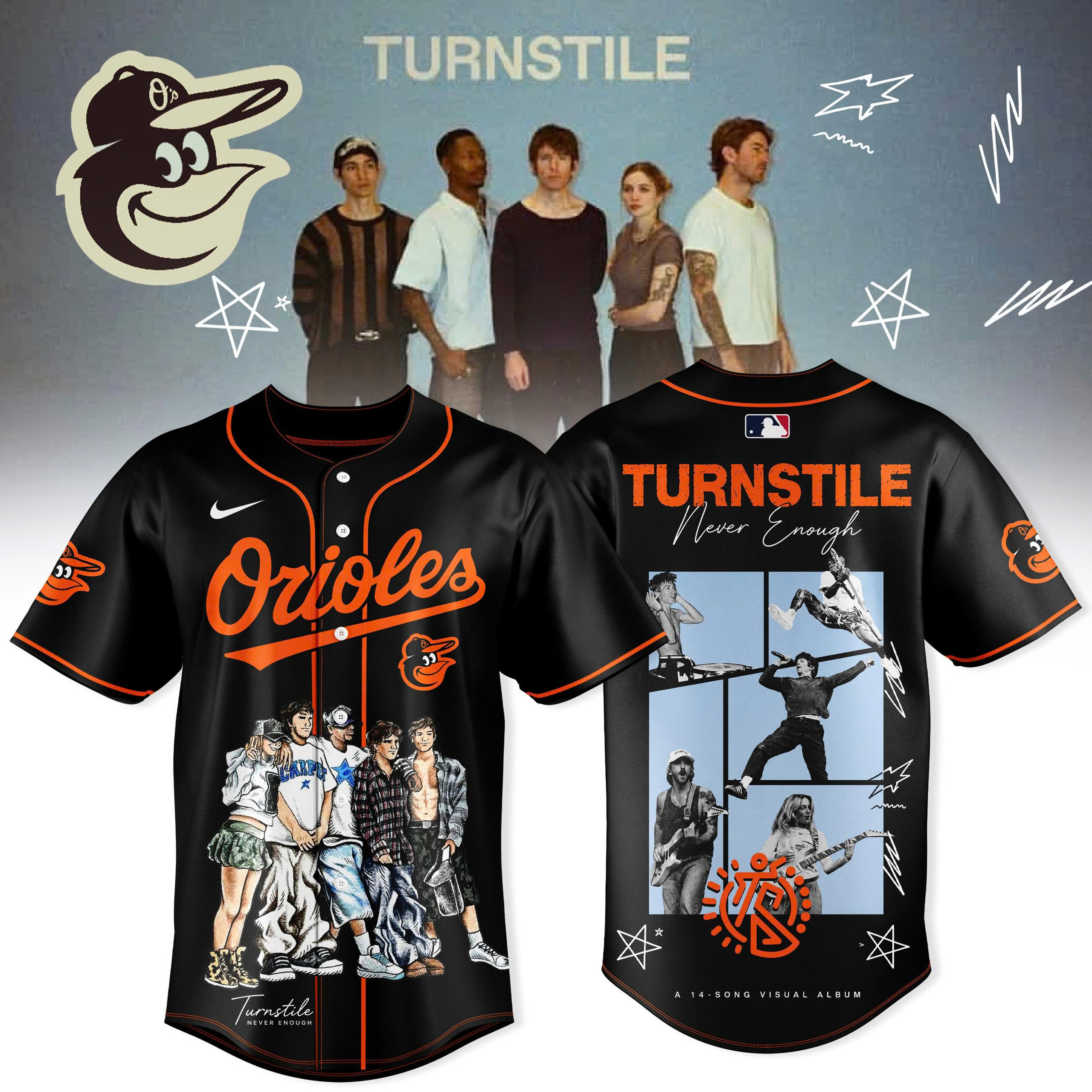 TURNSTILE x Baltimore Orioles Edition Limited Baseball Jersey