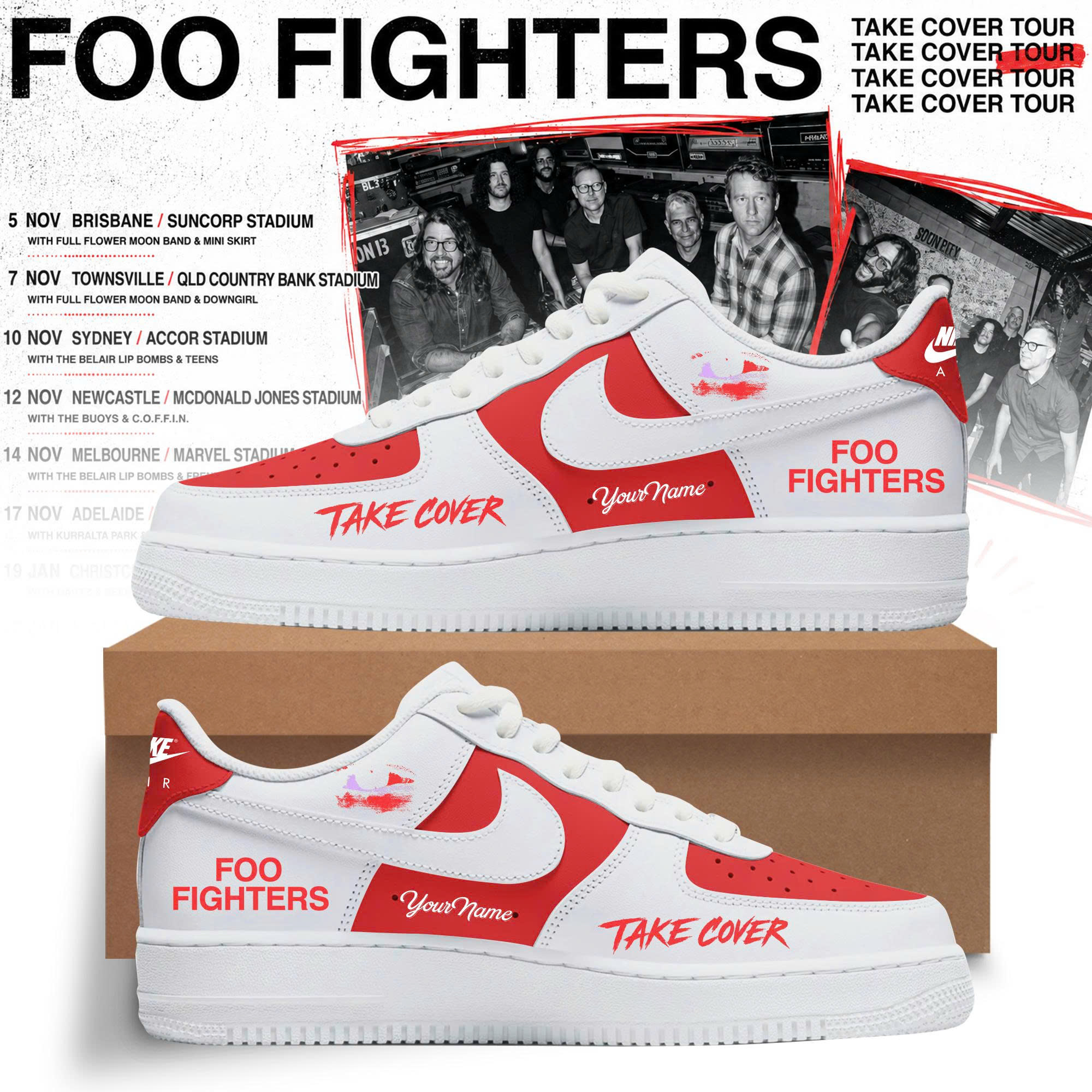 Take Cover AUNZ Tour Air Force One Sneakers Classic Edition