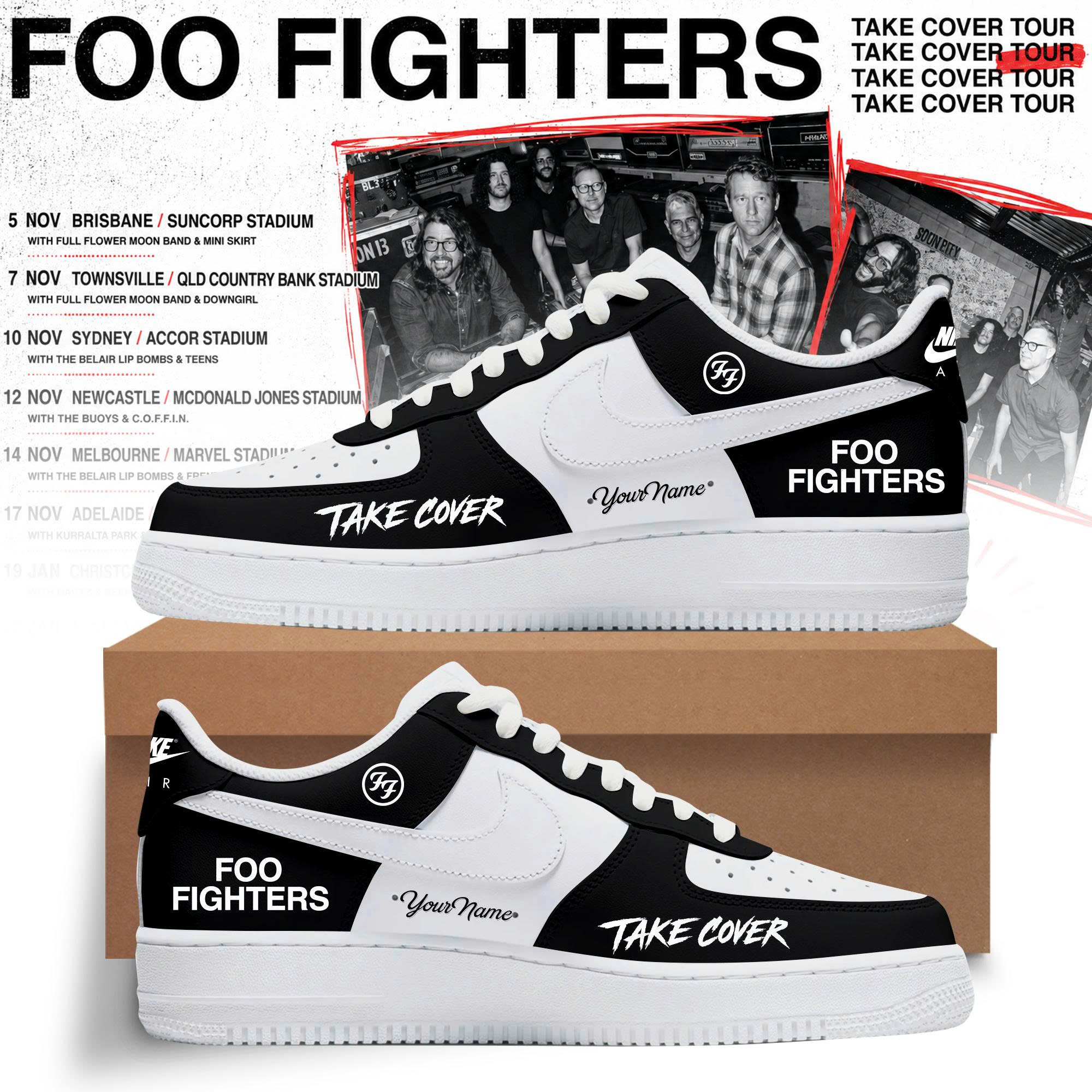 Take Cover AUNZ Tour Air Force One Sneakers Signature Edition