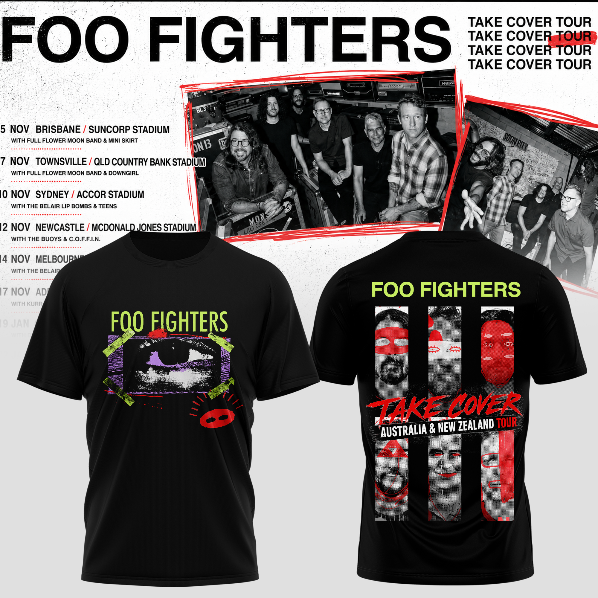 Take Cover AUNZ Tour Collector Concert T Shirt Gifts For Fans