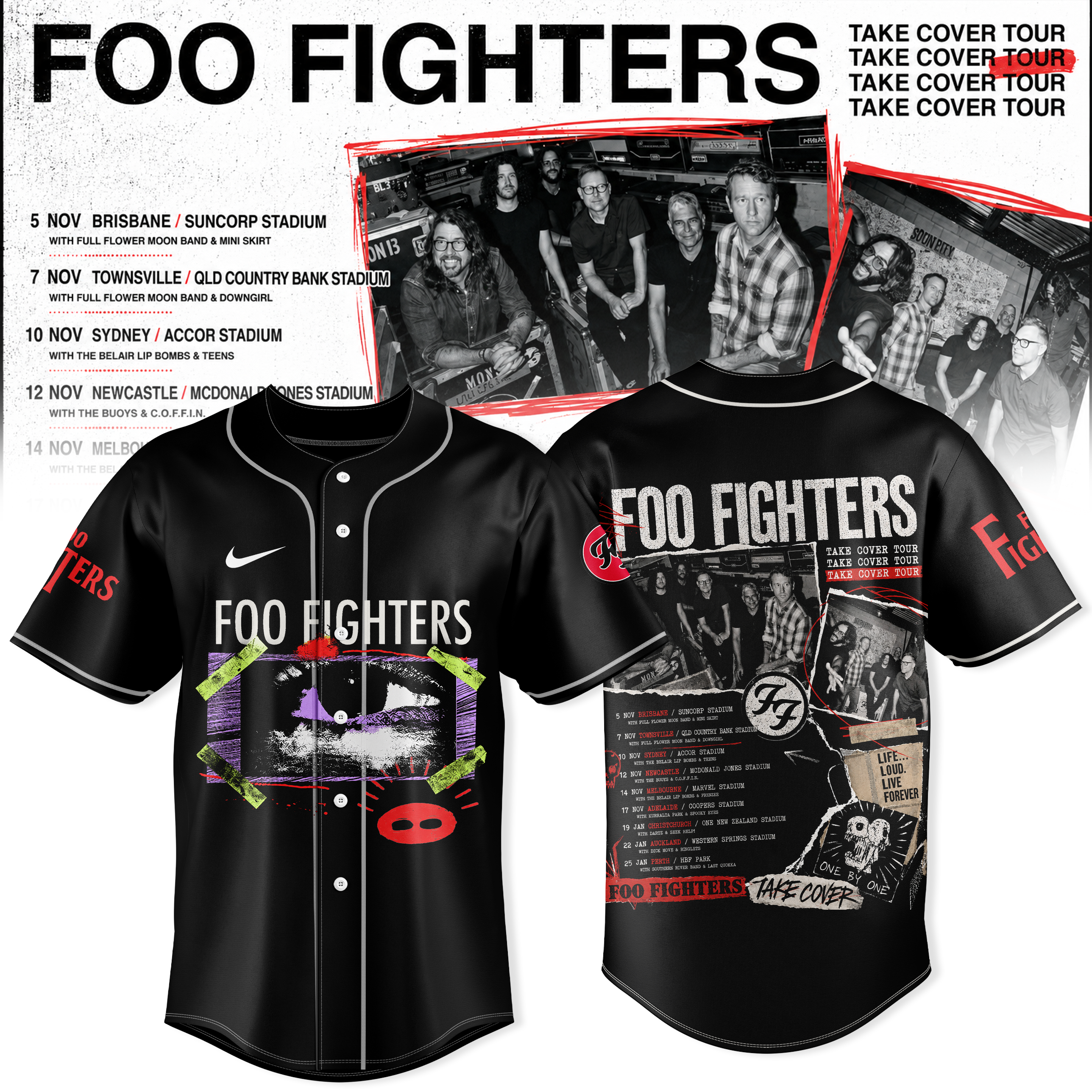 Take Cover AUNZ Tour Collector Fan Baseball Jersey Gifts For Fans