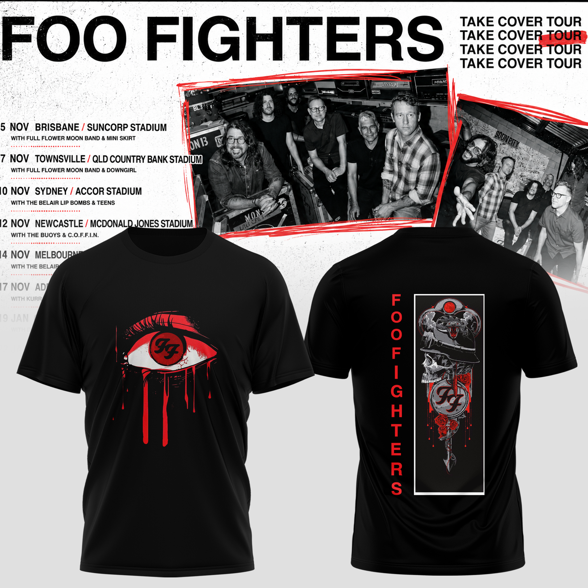Take Cover AUNZ Tour Limited Edition Graphic T Shirt Gifts For Fans