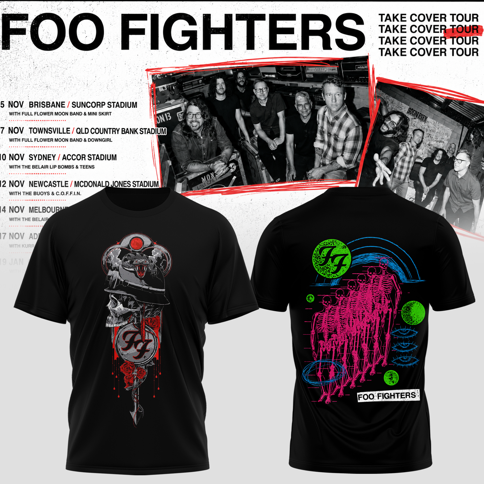 Take Cover AUNZ Tour Official Graphic T Shirt Gifts For Fans