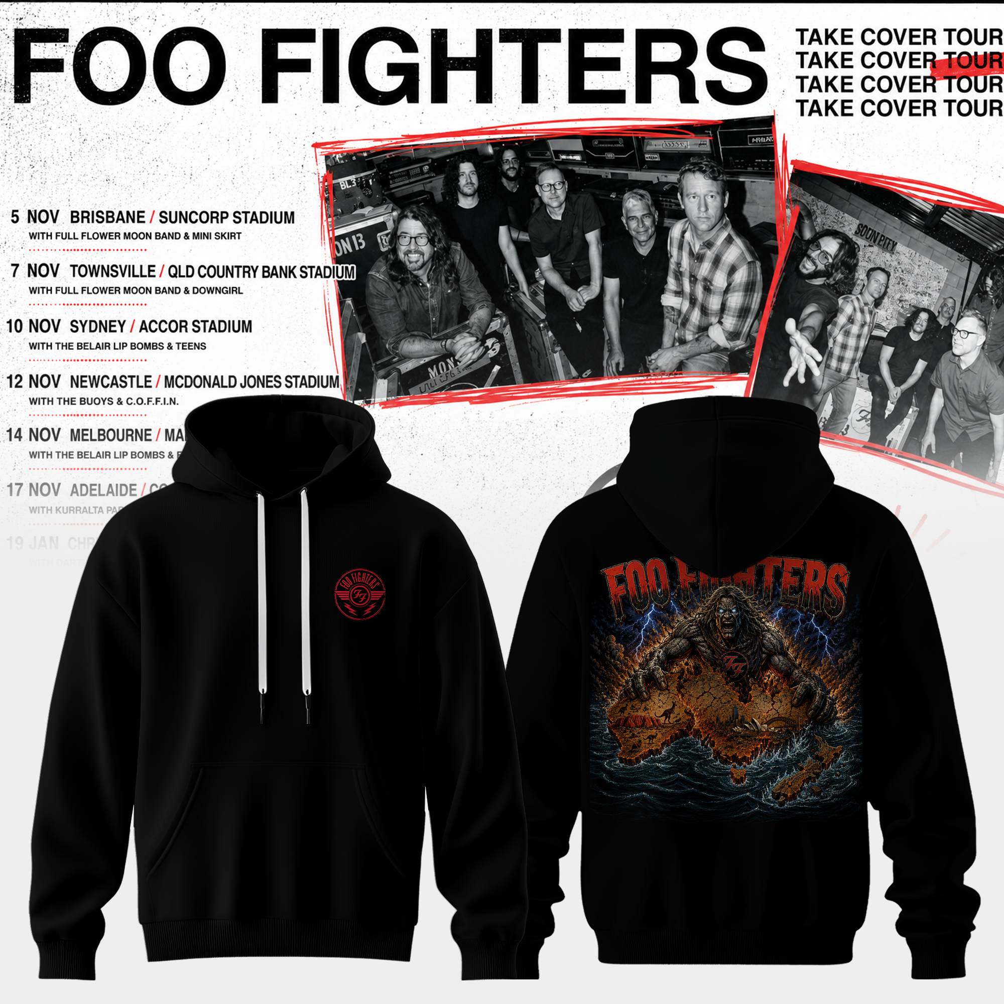 Take Cover AUNZ Tour Premium Fan Hoodie Merchandise Gifts For Fans