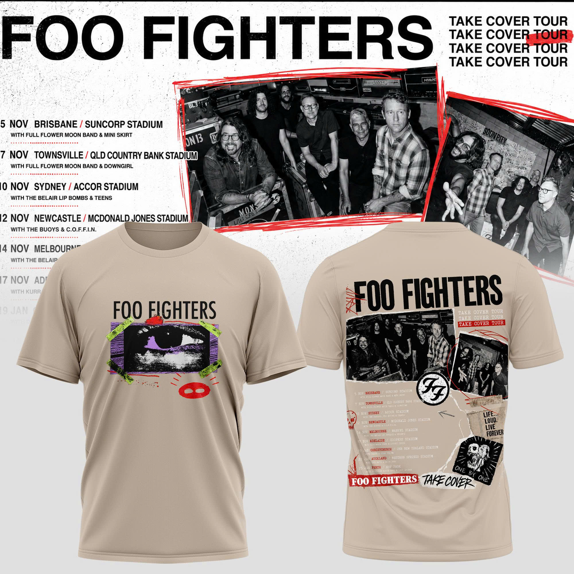Take Cover AuNz Tour Limited Edition Graphic T Shirt
