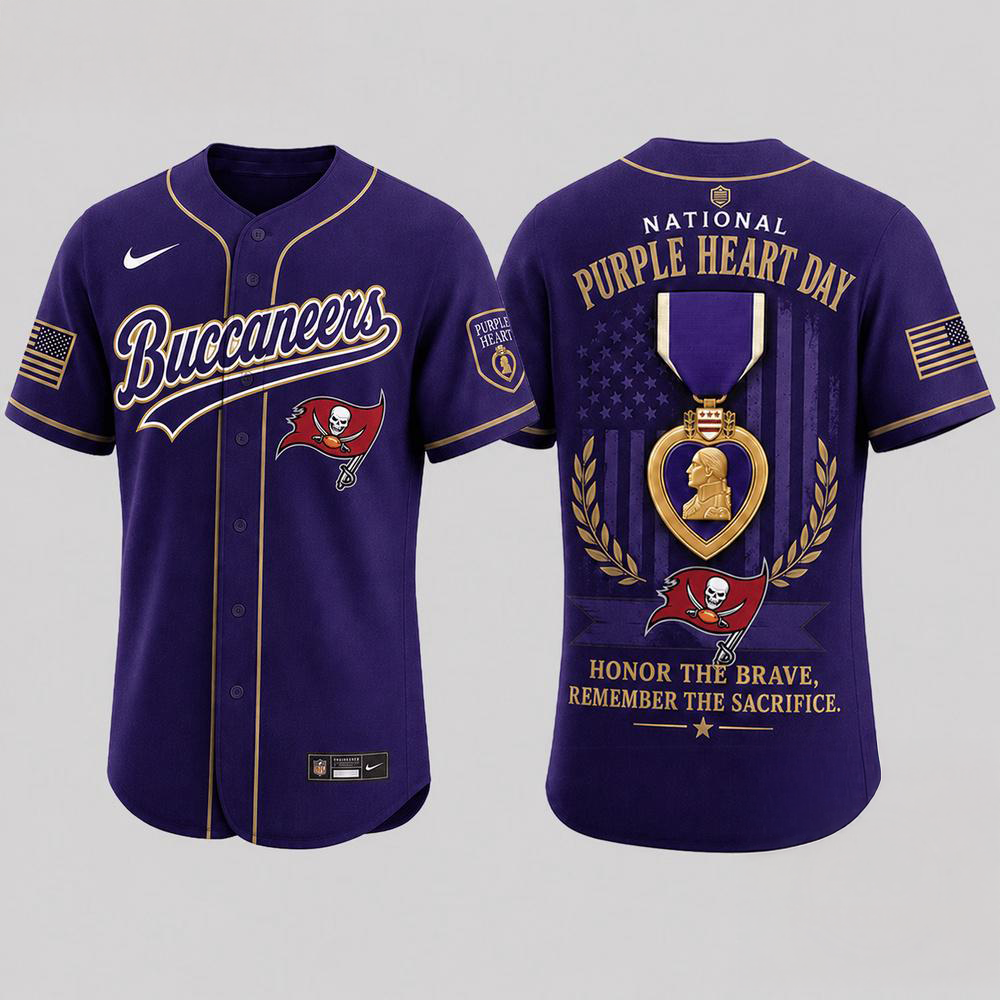Tampa Bay Buccaneers 2026 NFL Purple Heart Day Limited Edition Baseball Jersey