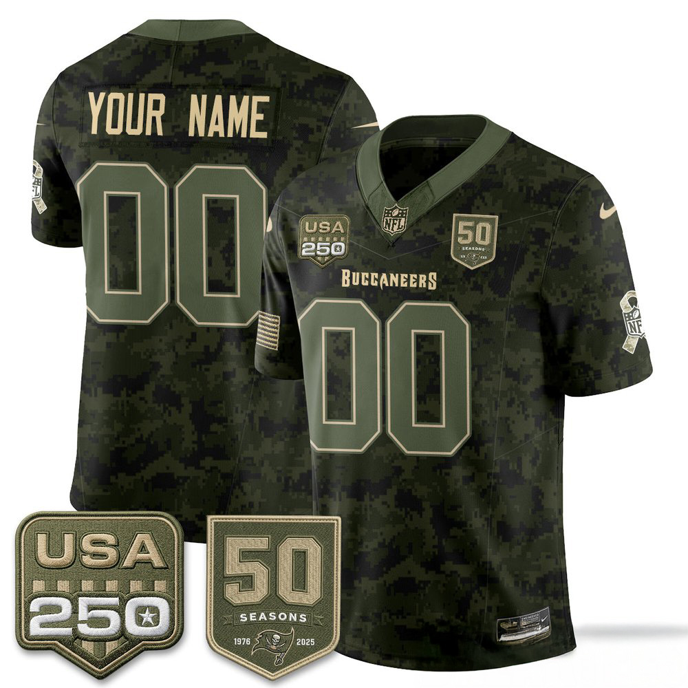 Tampa Bay Buccaneers 2026 Salute to Service Edition Custom Football Jersey Stitched Custom Design 2 - Unicasport Tampa Bay Buccaneers 2026 Salute to Service Edition Custom Football Jersey Stitched Custom Design