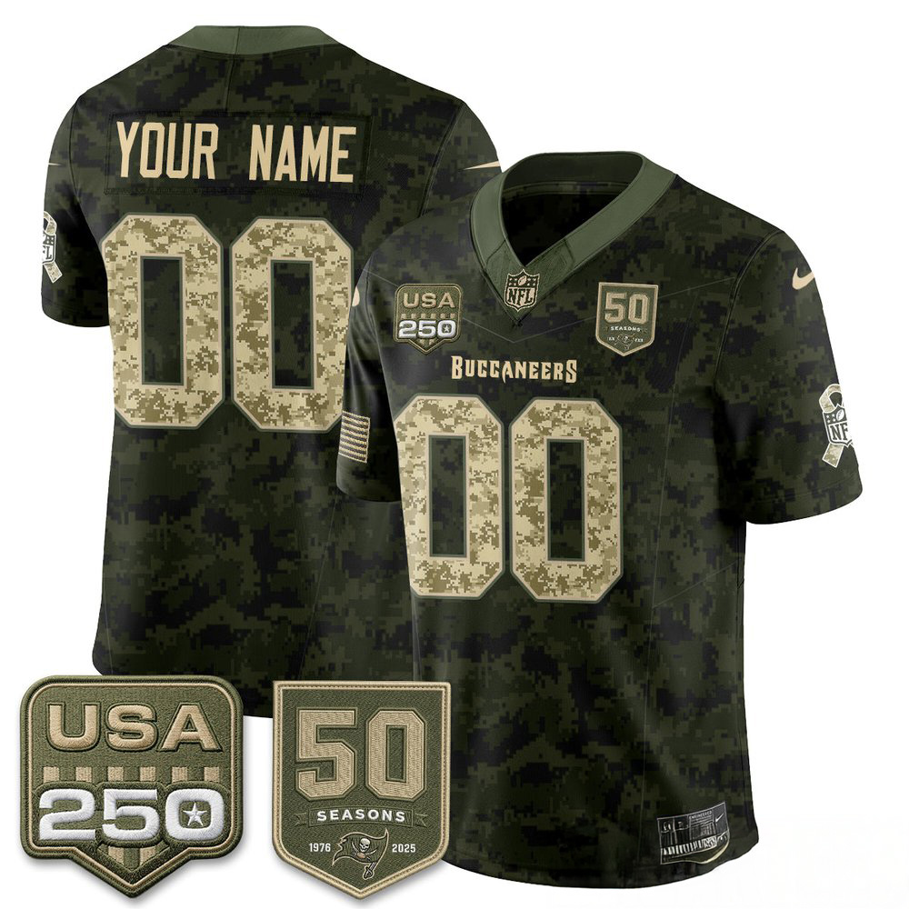 Tampa Bay Buccaneers 2026 Salute to Service Edition Custom Football Jersey Stitched Fanwear Collection 1 - Unicasport Tampa Bay Buccaneers 2026 Salute to Service Edition Custom Football Jersey Stitched Fanwear Collection