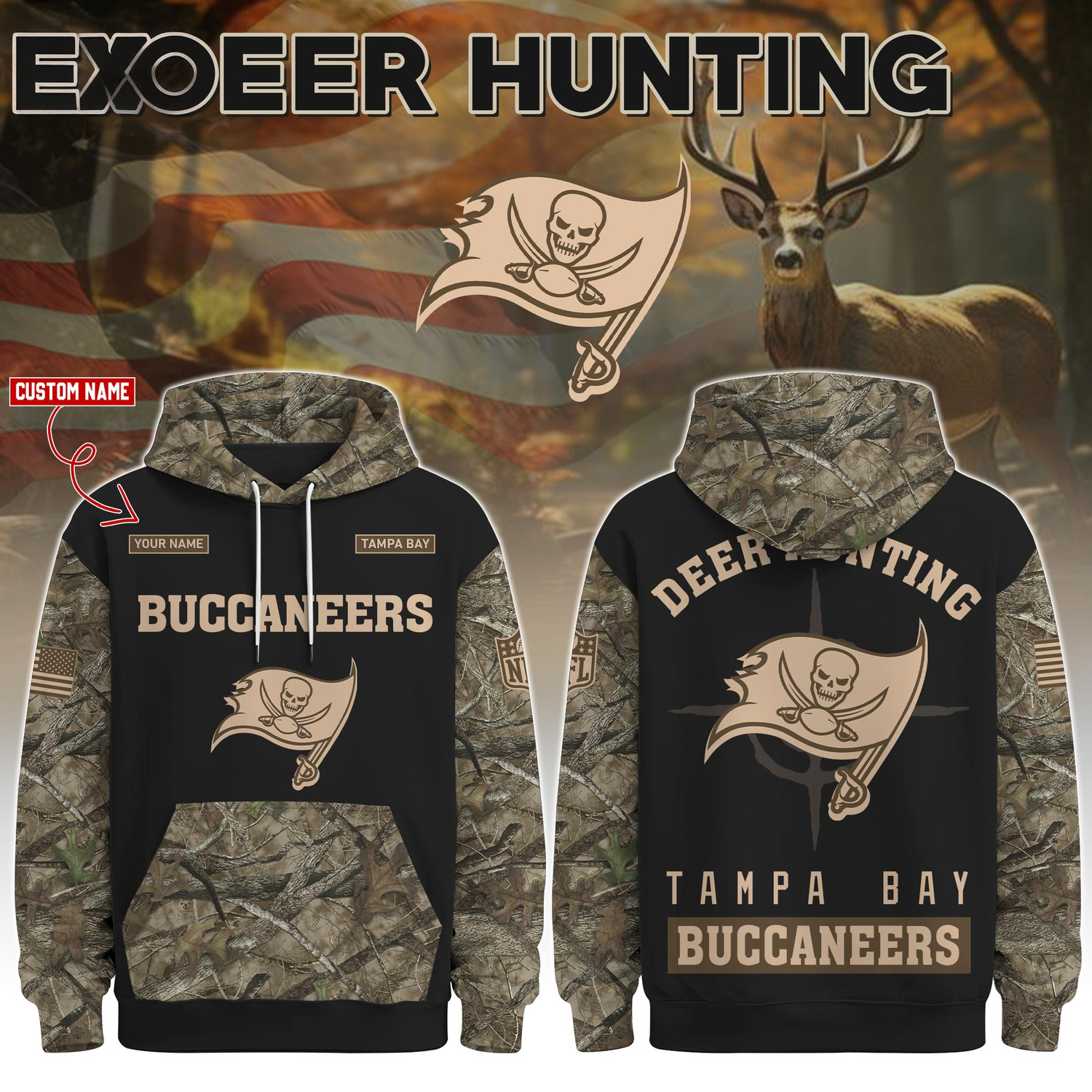 Tampa Bay Buccaneers Deer Hunting Limited Edition Hoodie Â– NFL Hunting Hoodie for Fans