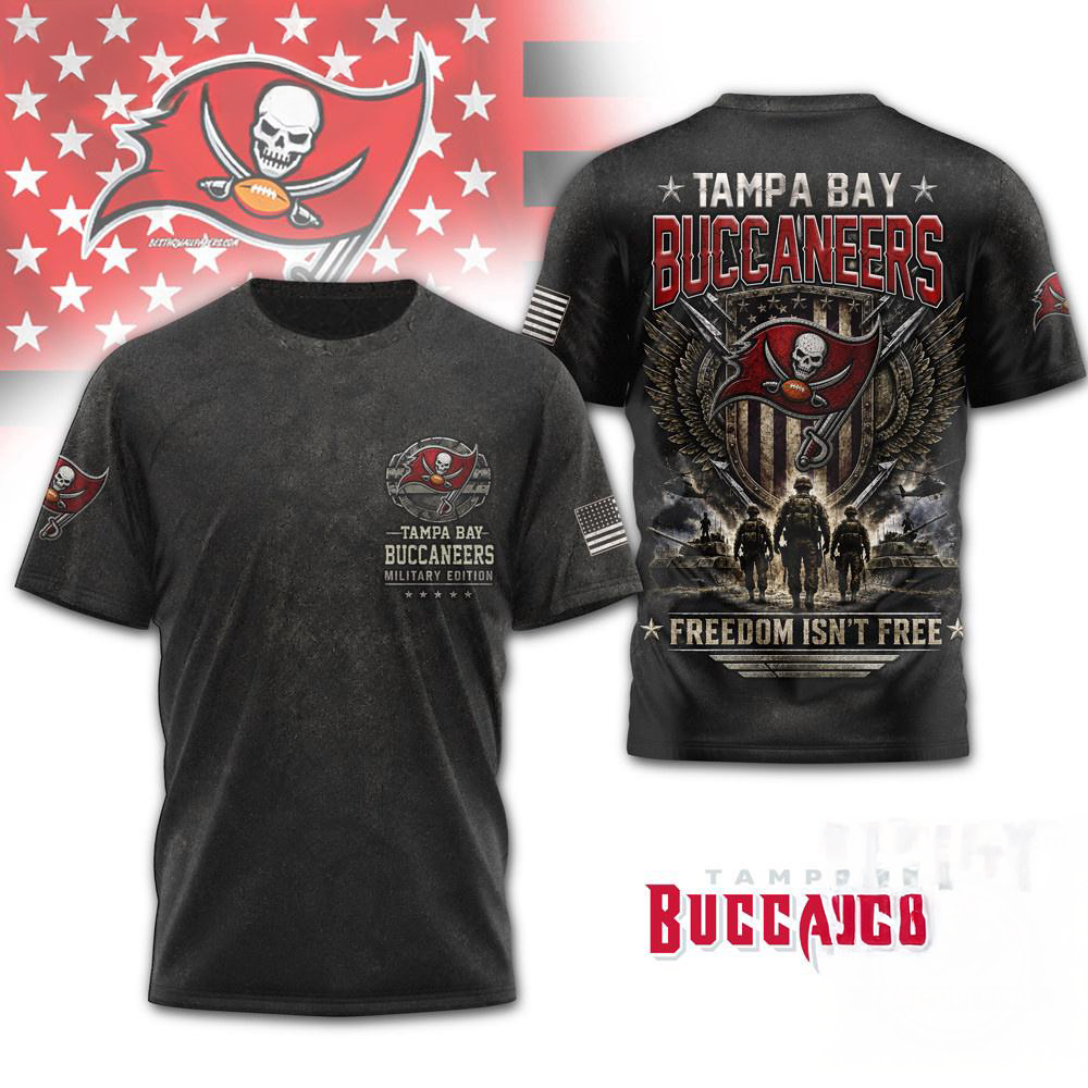 Tampa Bay Buccaneers NFL Freedom Team Military 3D Graphic T Shirt