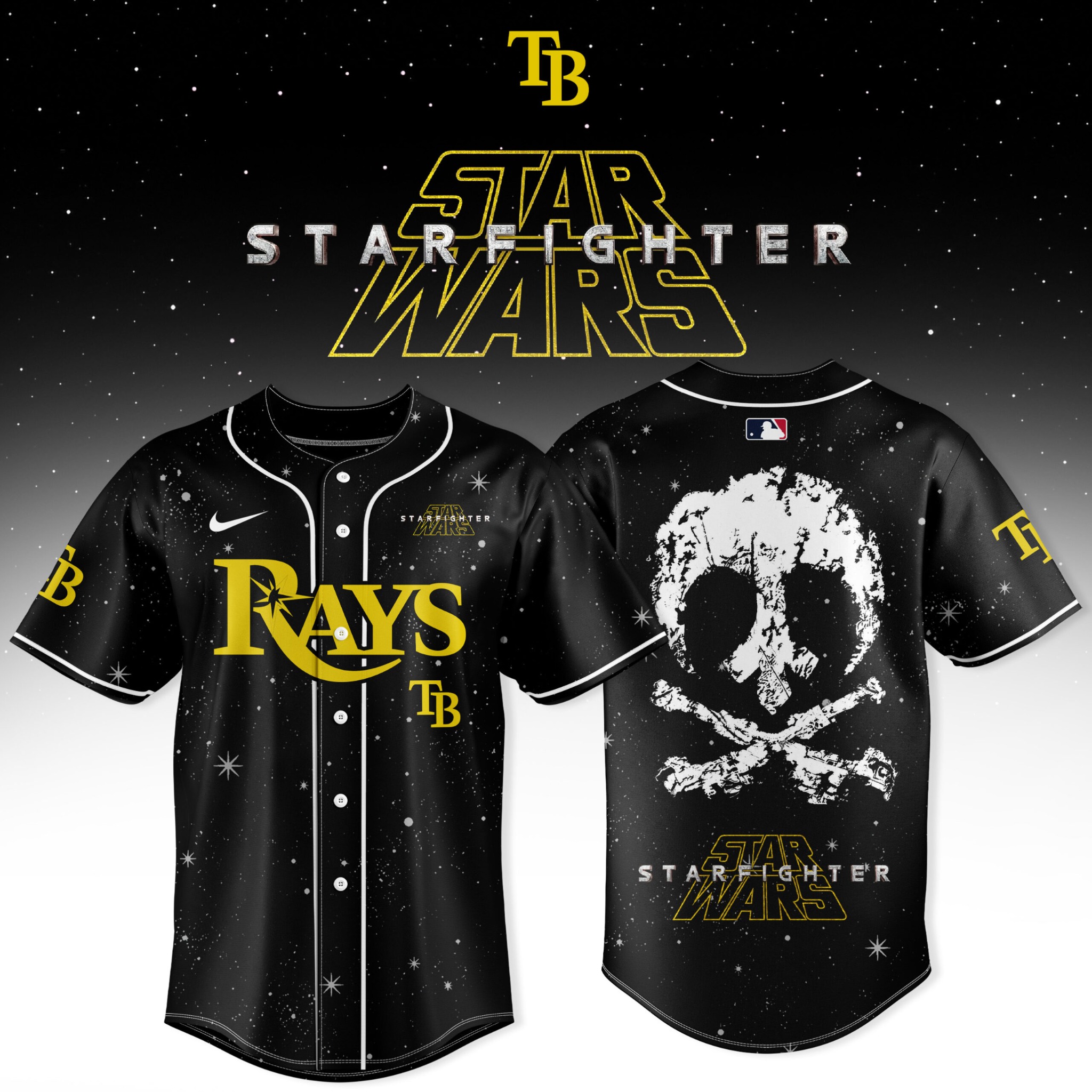 Tampa Bay Rays Star Wars Starfighter Baseball Jersey – Black Galaxy Edition 1 - Unicasport Tampa Bay Rays Star Wars Starfighter Baseball Jersey – Black Galaxy Edition