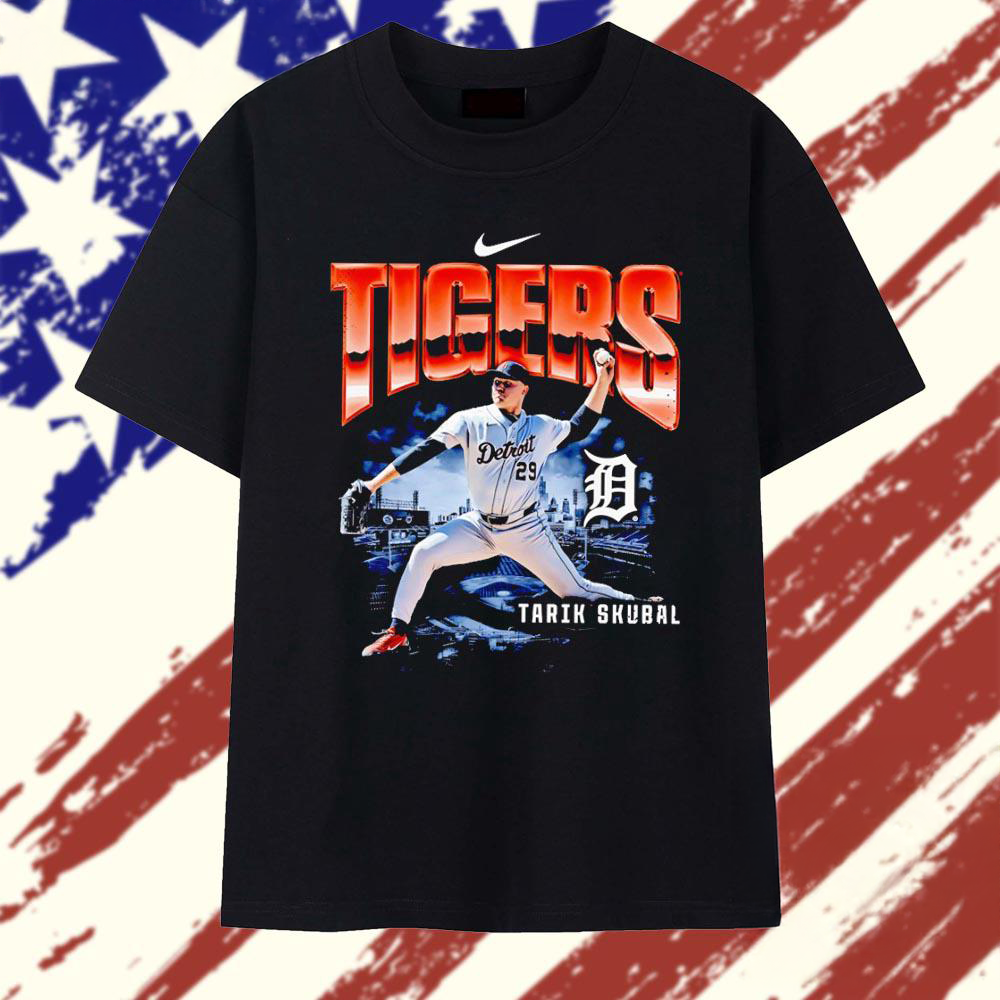 Tarik Skubal Detroit Tigers Number Twenty Nine Player Portrait Graphic T Shirt