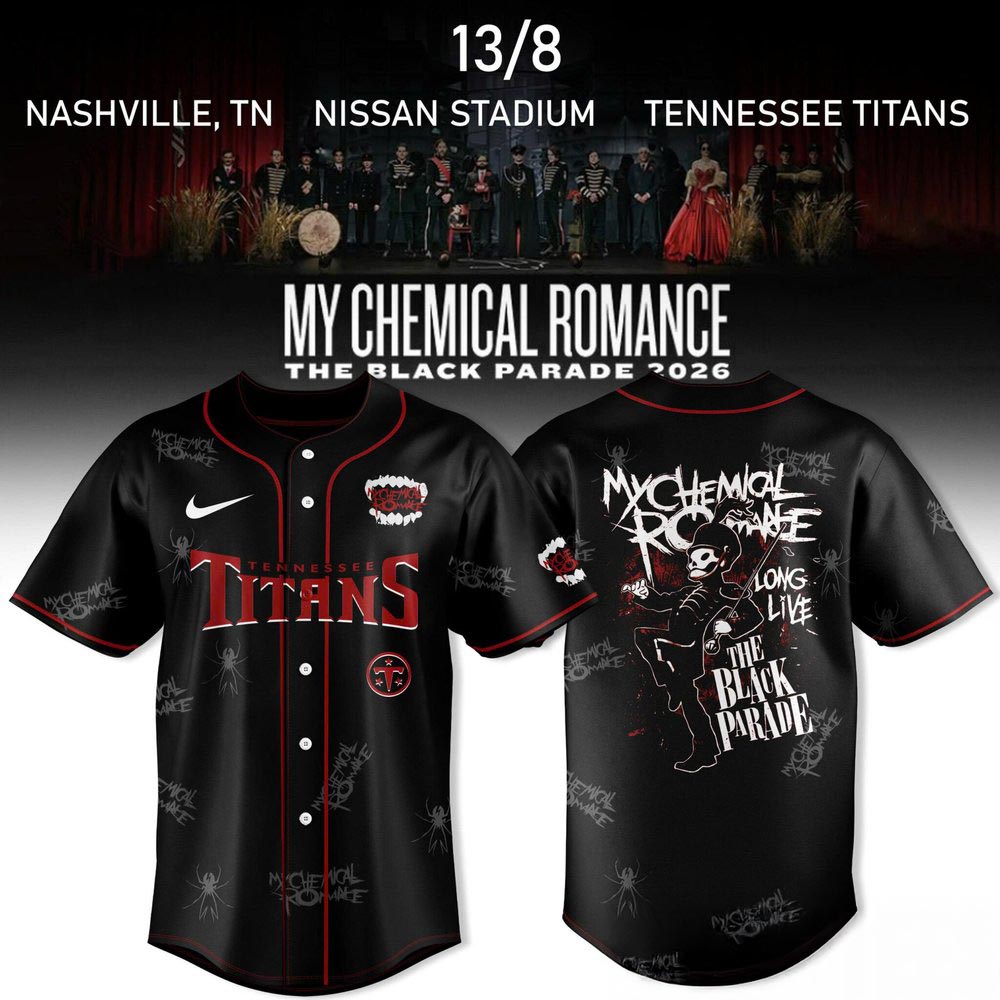 Tennessee Titans My Chemical Romance The Black Parade 2026 Baseball Jersey Rock Music Football Fan Apparel 1 - Unicasport Tennessee Titans My Chemical Romance The Black Parade 2026 Baseball Jersey Rock Music Football Fan Apparel