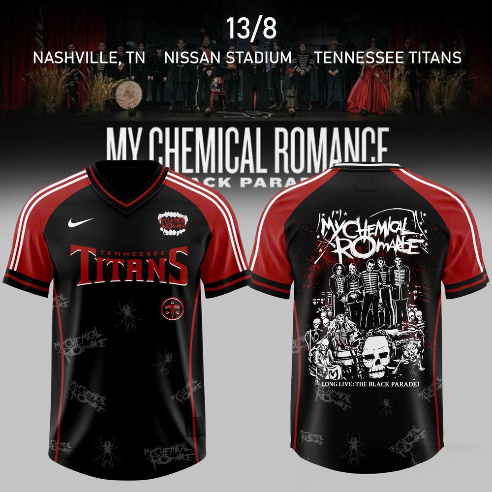 Tennessee Titans My Chemical Romance The Black Parade 2026 Football Jersey Rock Music Fan Apparel 1 - Unicasport Tennessee Titans My Chemical Romance The Black Parade 2026 Football Jersey Rock Music Fan Apparel