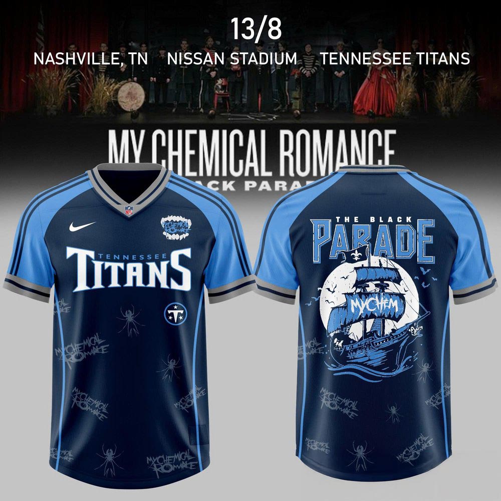 Tennessee Titans The Black Parade 2026 My Chemical Romance Football Jersey Music Football Fan Apparel 2 - Unicasport Tennessee Titans The Black Parade 2026 My Chemical Romance Football Jersey Music Football Fan Apparel