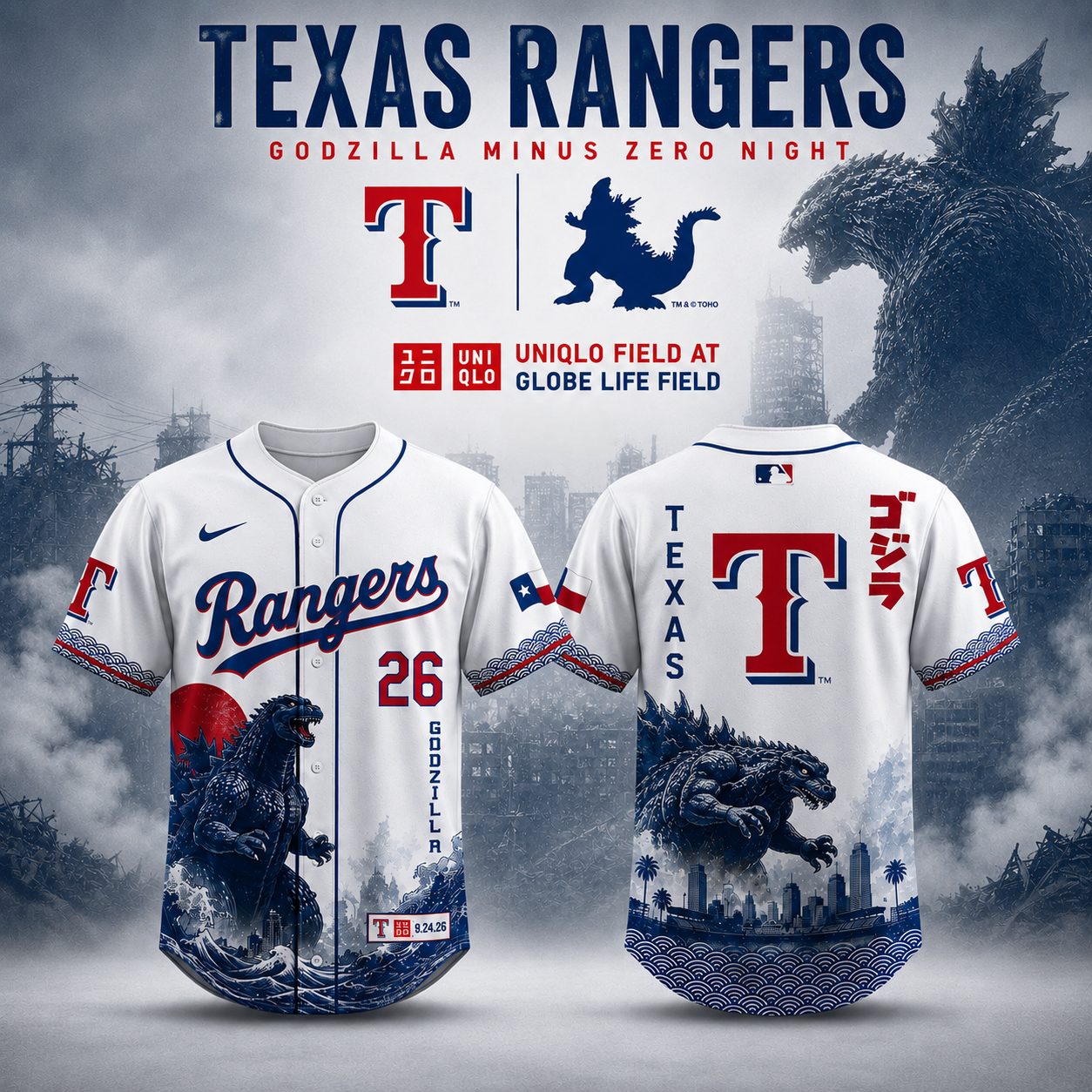Texas Godzilla Minus One Limited Edition Baseball Jersey Classic Edition