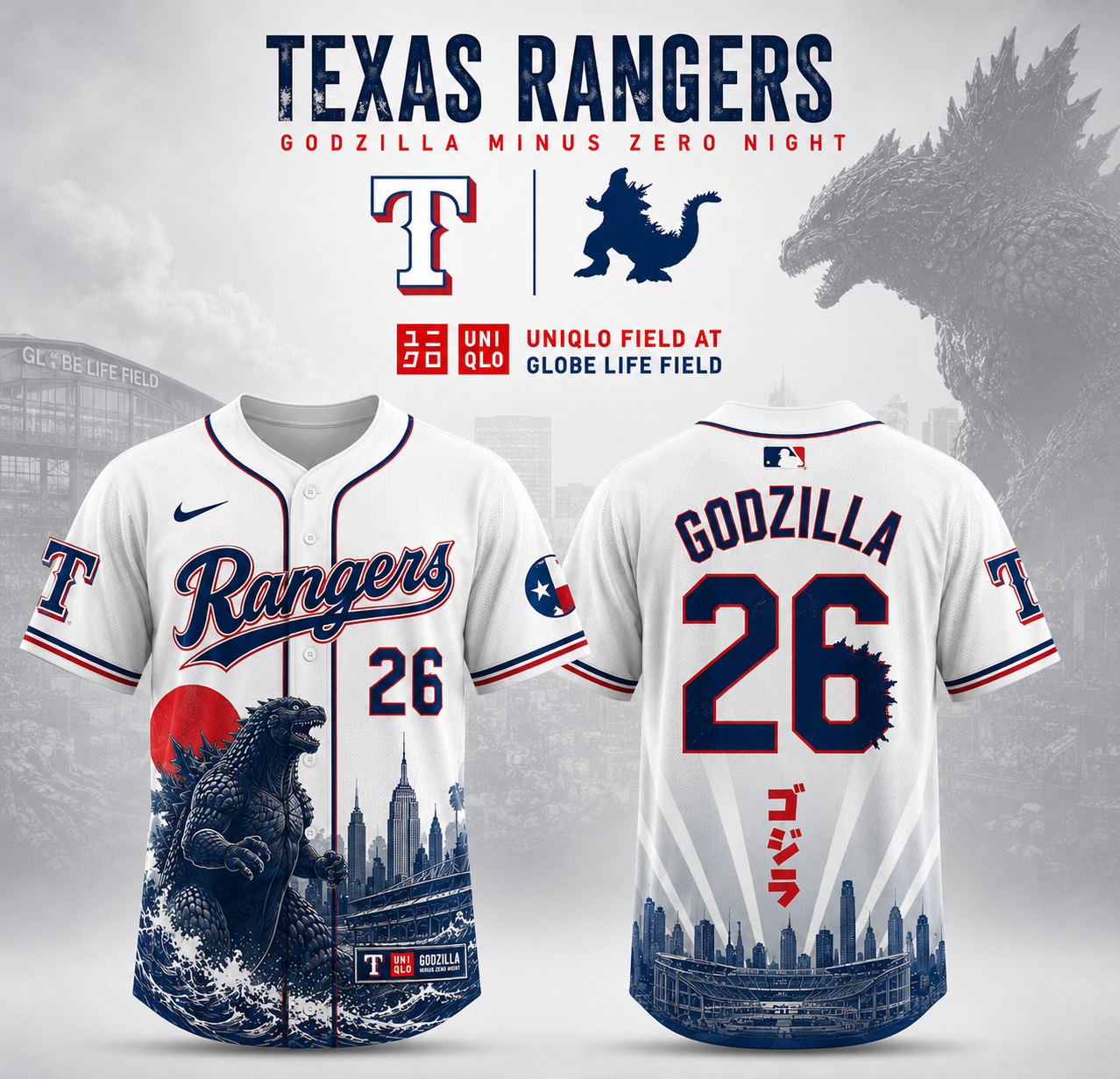 Texas Godzilla Minus One Limited Edition Baseball Jersey Signature Edition