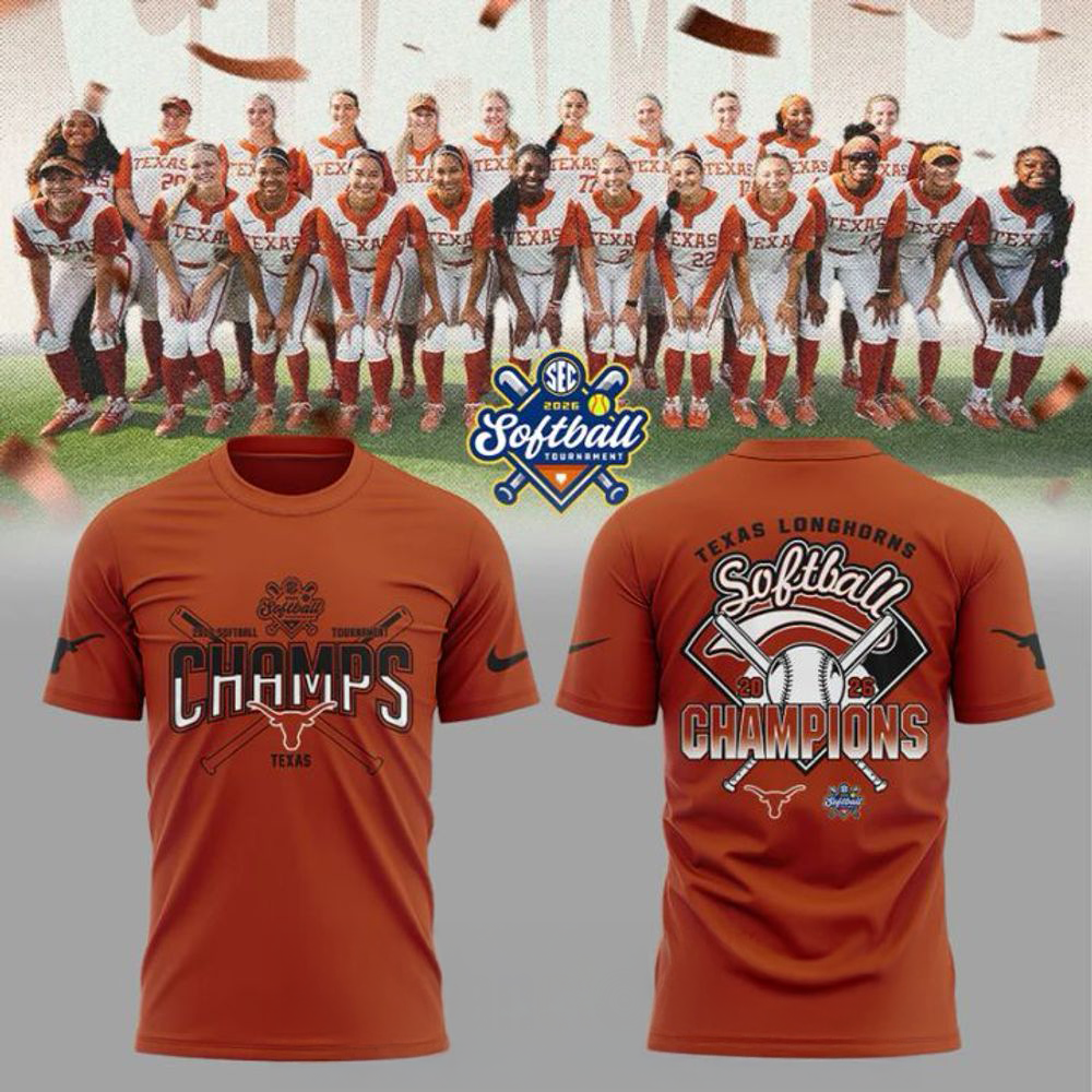 Texas Longhorns 2026 SEC Softball Tournament Champions Locker Room Orange Shirt
