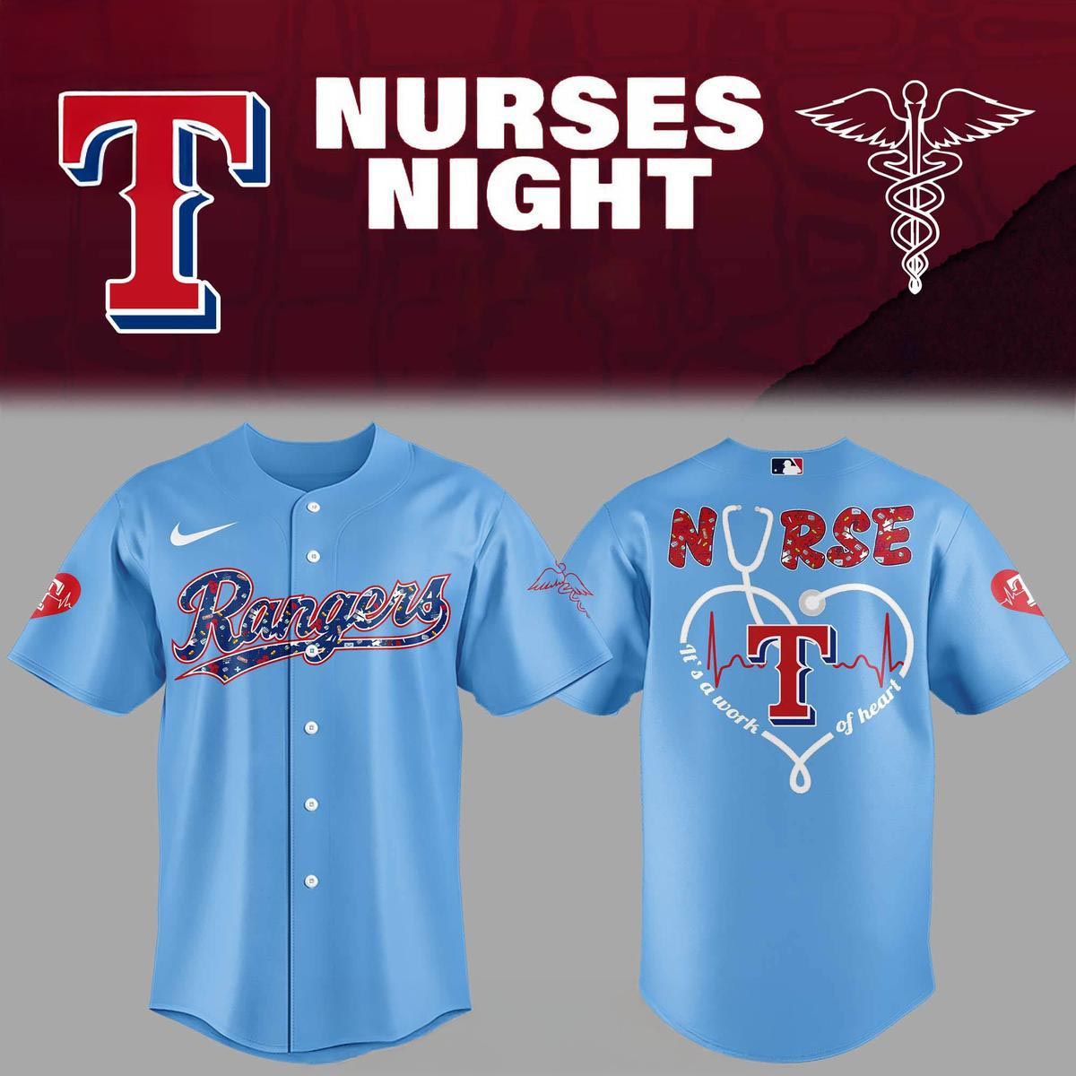 Texas Rangers 2026 x Nurse Night Appreciation Baseball Jersey Fan Edition 1 - Unicasport Texas Rangers 2026 x Nurse Night Appreciation Baseball Jersey Fan Edition