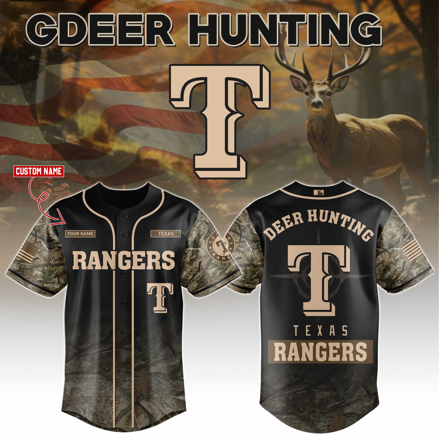 Texas Rangers Deer Hunting Limited Edition Baseball Jersey