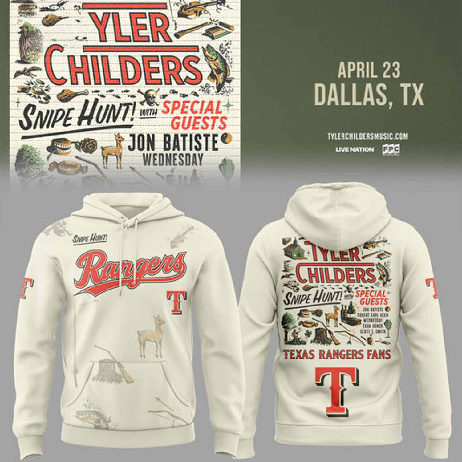 Texas Rangers x Tyler Childers Snipe Hunt Tour Limited Edition Pullover Hoodie