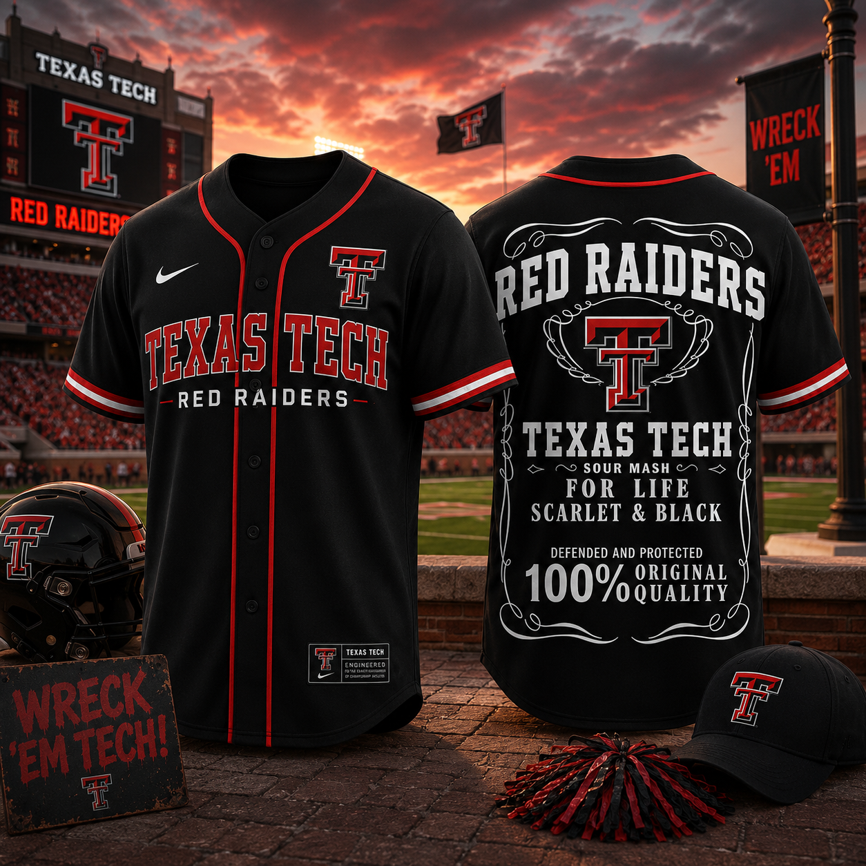 Texas Tech Red Raiders NCAA 2026 Scarlet & Black Baseball Jersey - Red Raiders For Life Original Quality Fan Gift