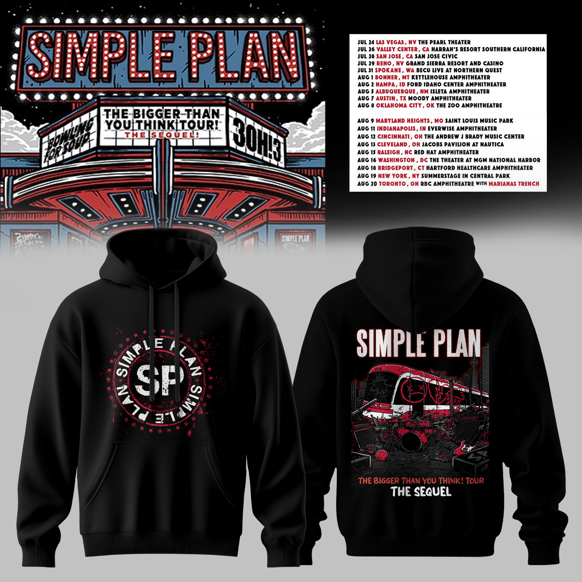The Bigger Than You Think Tour Premium 3D Graphic Hoodie Doodle Icons White Edition