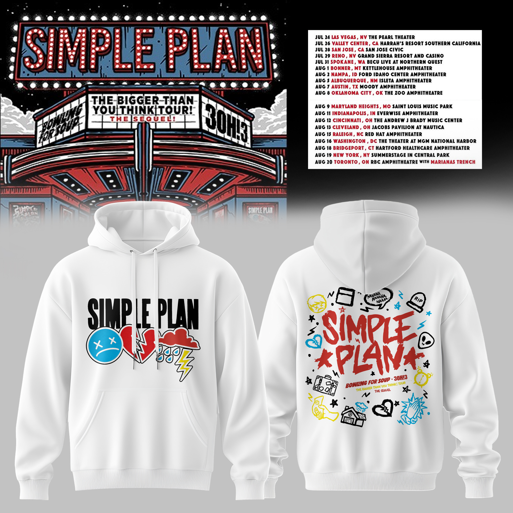 The Bigger Than You Think Tour Premium 3D Hoodie Doodle Icons Black Edition