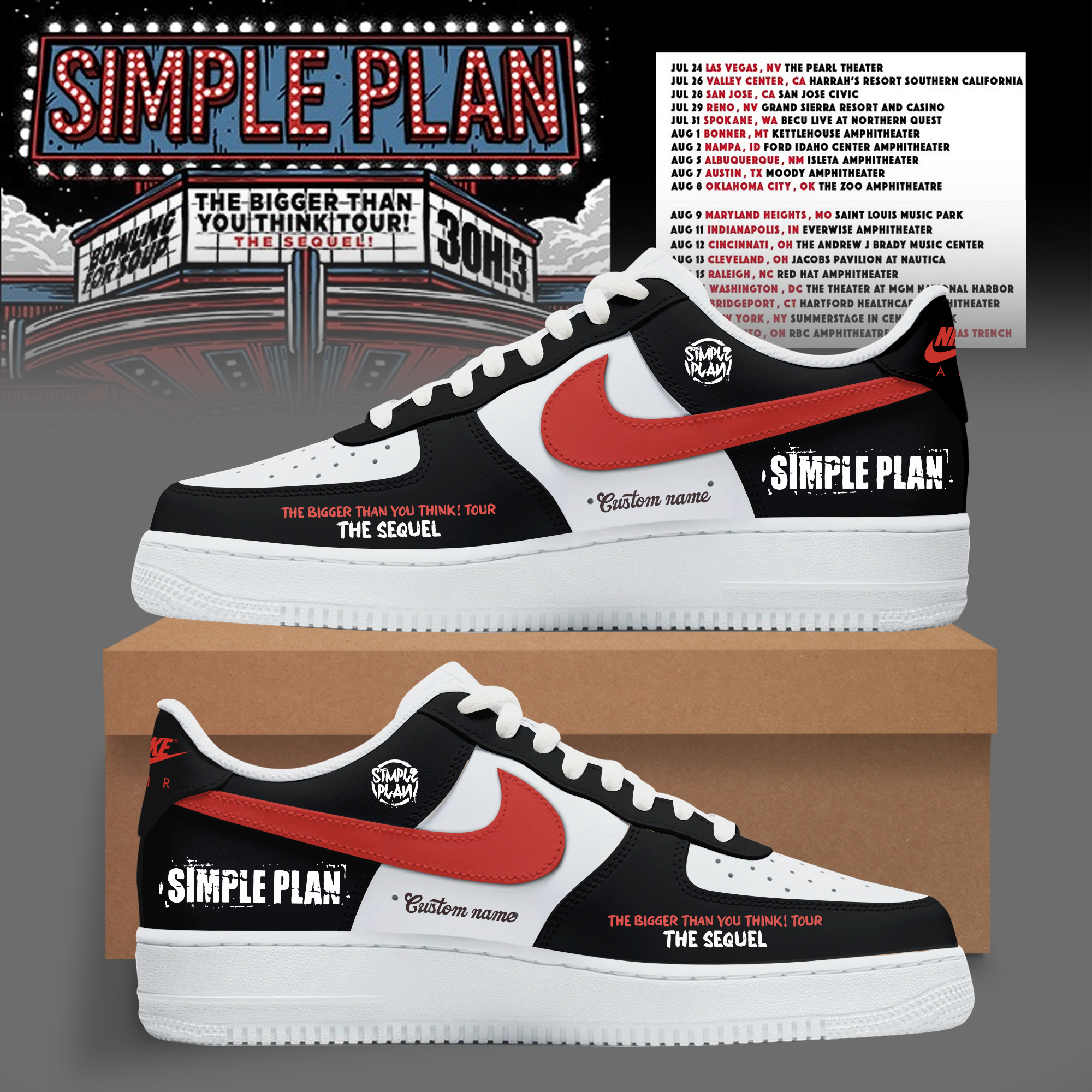 The Bigger Than You Think Tour Premium 3D Red Swoosh Custom Sneakers