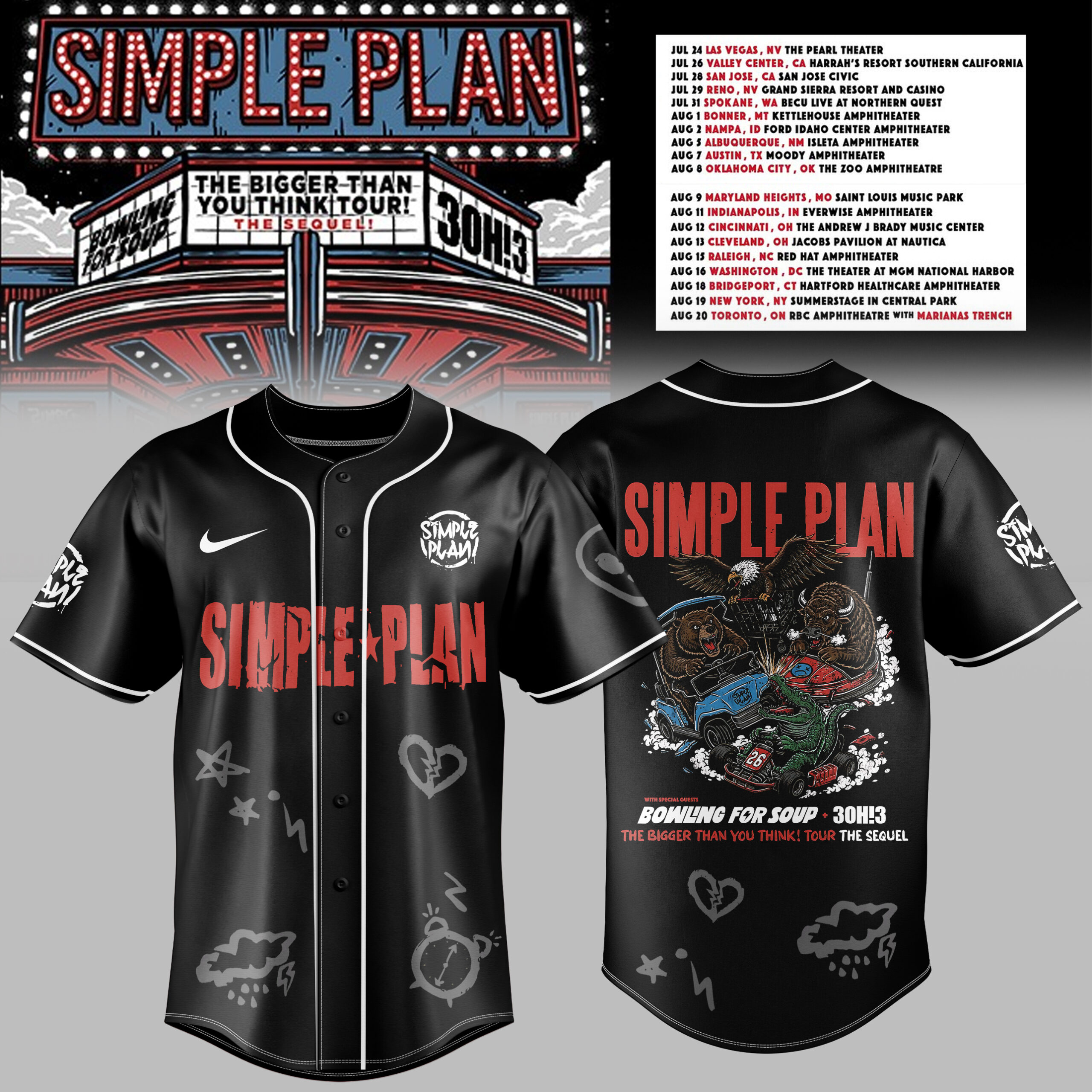 The Bigger Than You Think Tour Premium 3D jersey Doodle Icons White Edition
