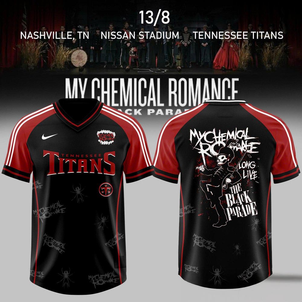 The Black Parade 2026 Tennessee Titans My Chemical Romance Football Jersey Alternative Music Fanwear 1 - Unicasport The Black Parade 2026 Tennessee Titans My Chemical Romance Football Jersey Alternative Music Fanwear