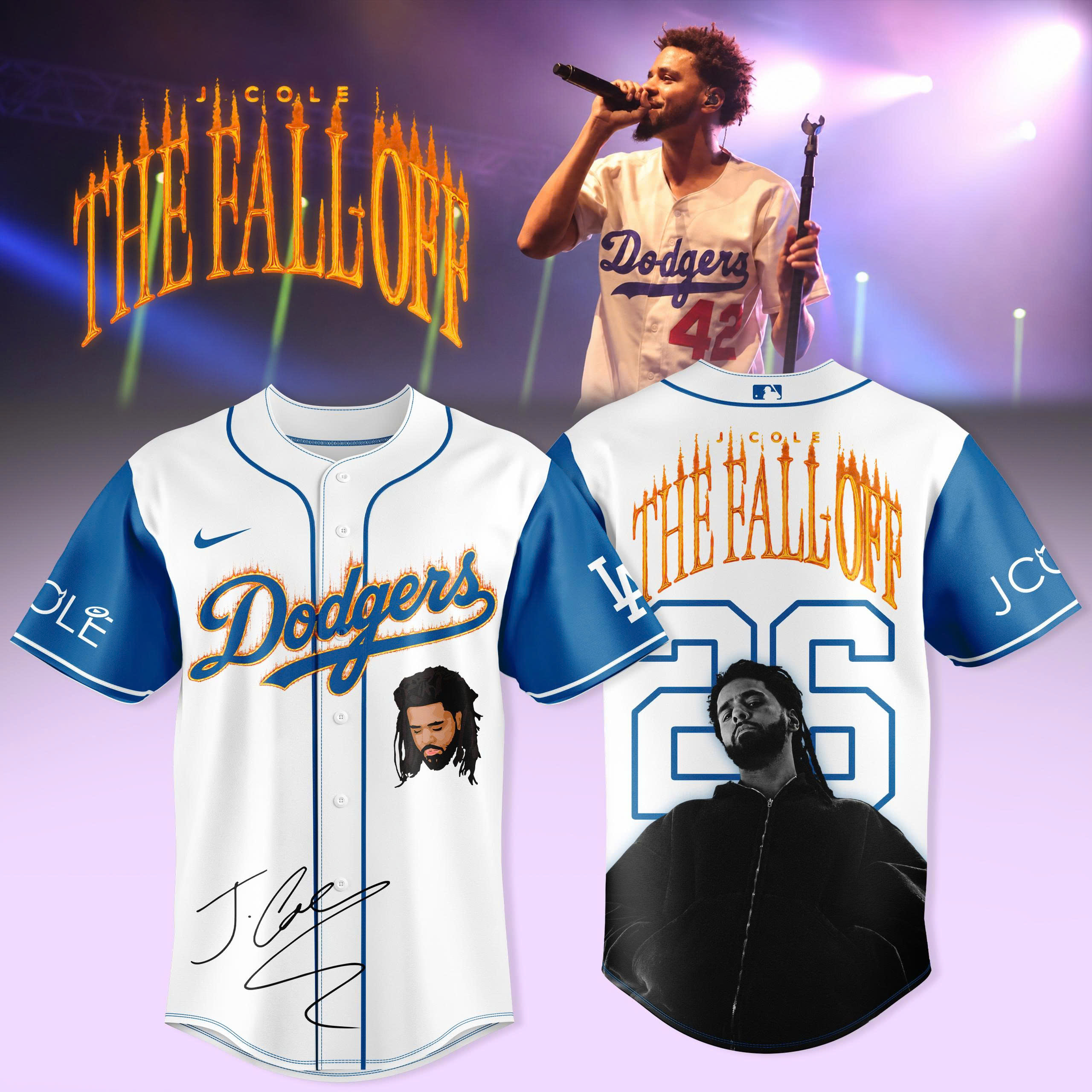 The Fall Off Tour Dodgers Premium 3D Baseball Jersey Classic Fan Style