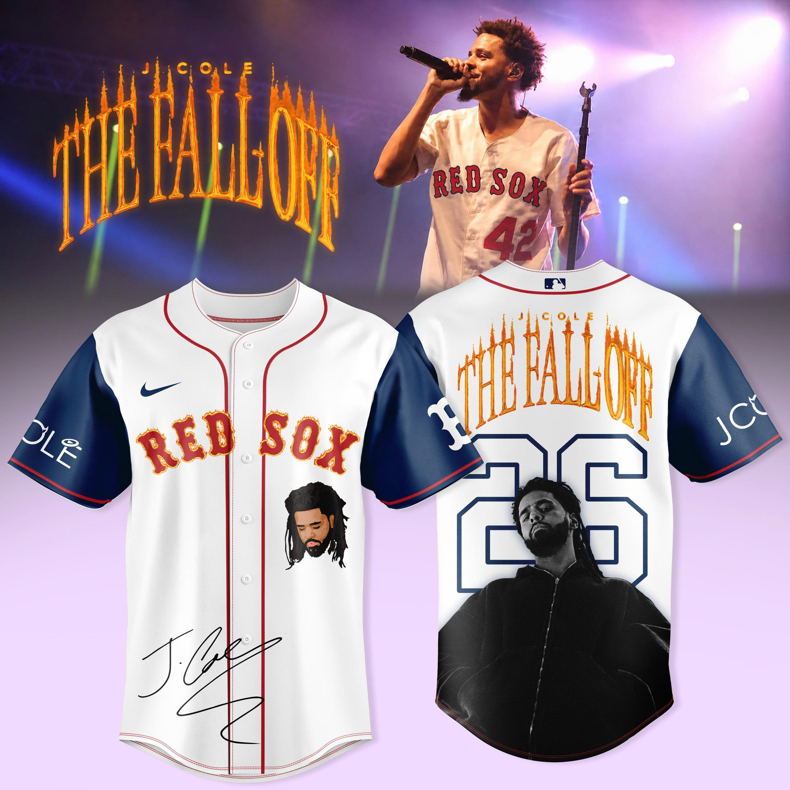 The Fall Off Tour Red Sox Premium 3D Baseball Jersey Classic Fan Style