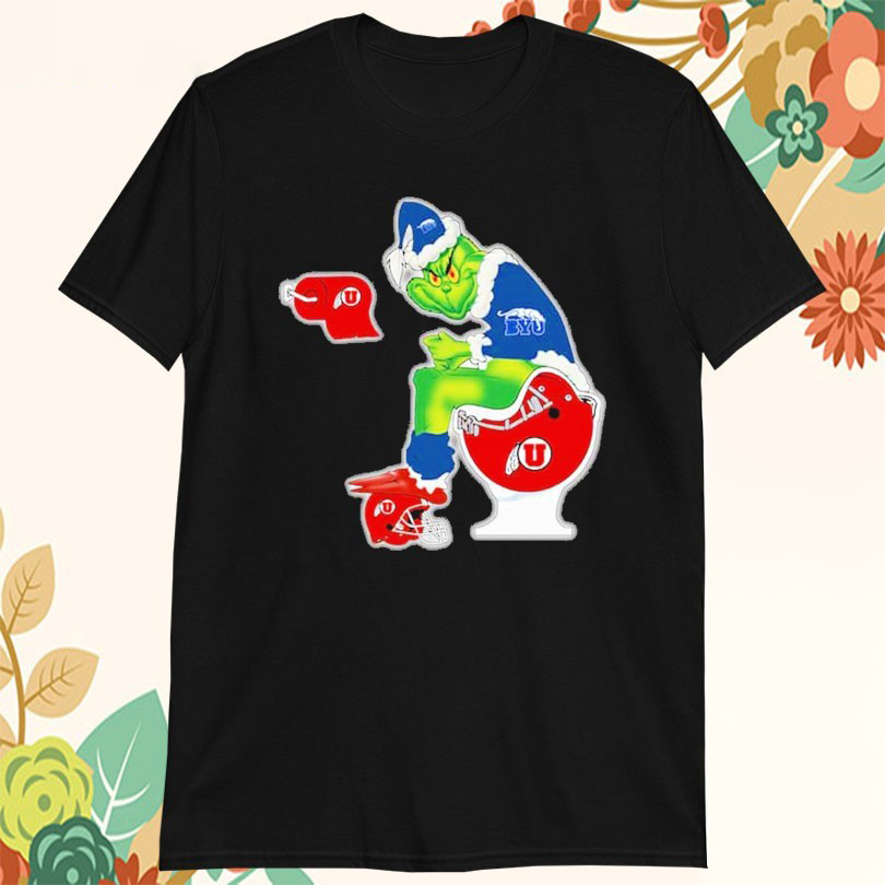 The Grinch BYU Cougars Sitting On Toilet Utah Utes Xmas Holiday Christmas Tshirts