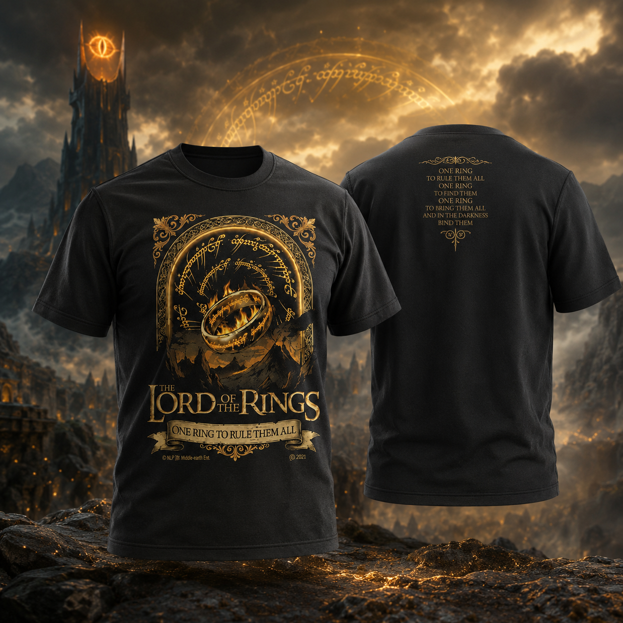 The Lord of the Rings One Ring to Rule Them All Graphic T Shirt Fantasy Movie Fan Unisex Tee