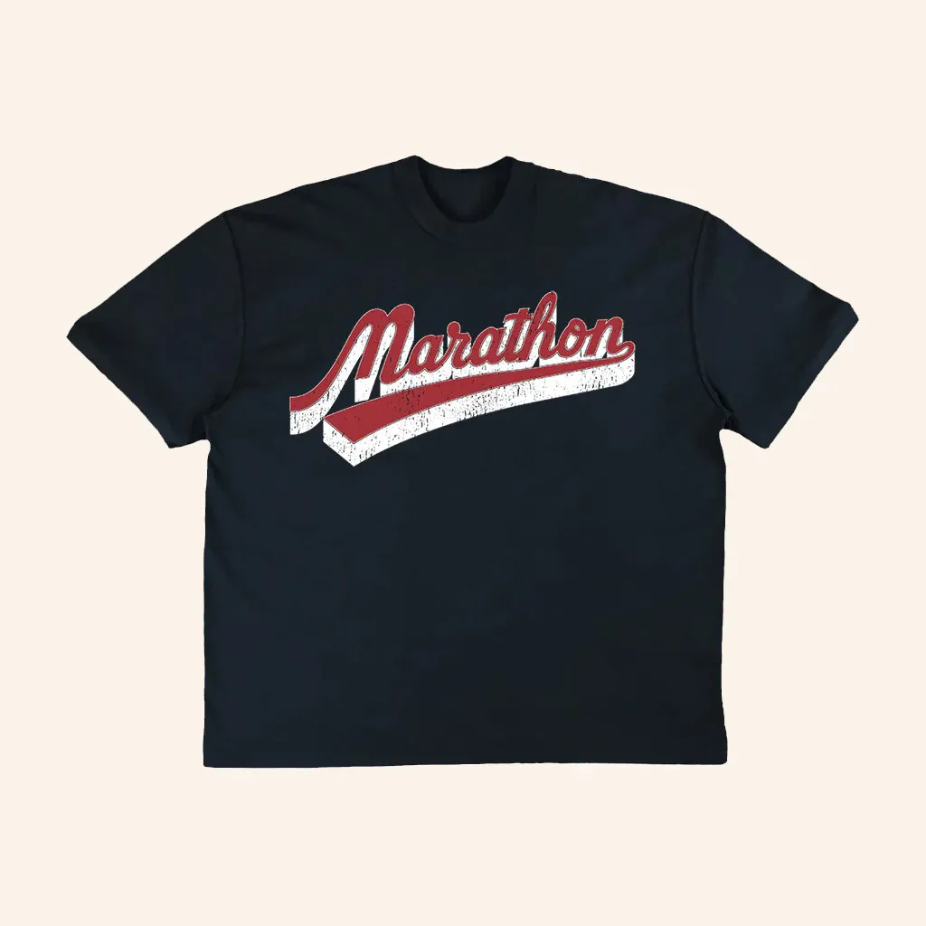The Marathon Clothing Merch Collegiate Script TShirt Christmas Presents For Him