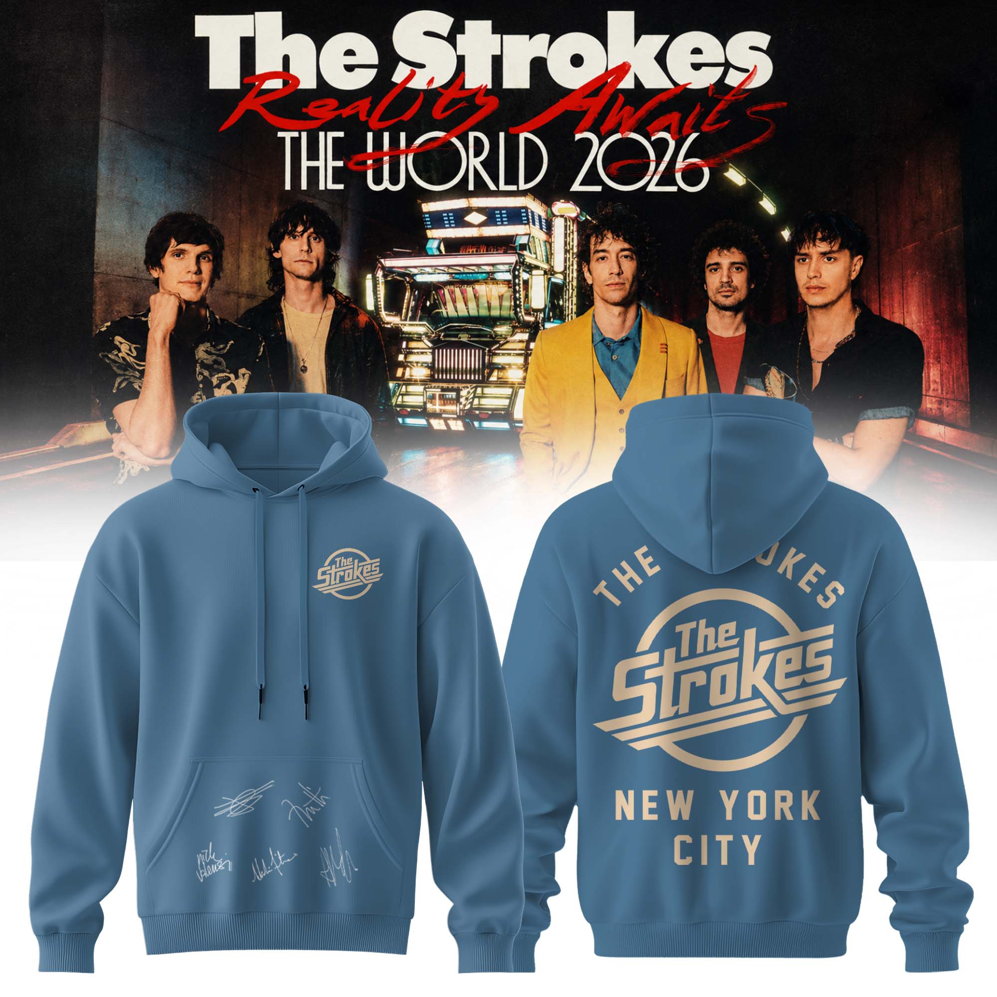 The Strokes Reality Awaits Tour 2026 Collector Edition Hoodie