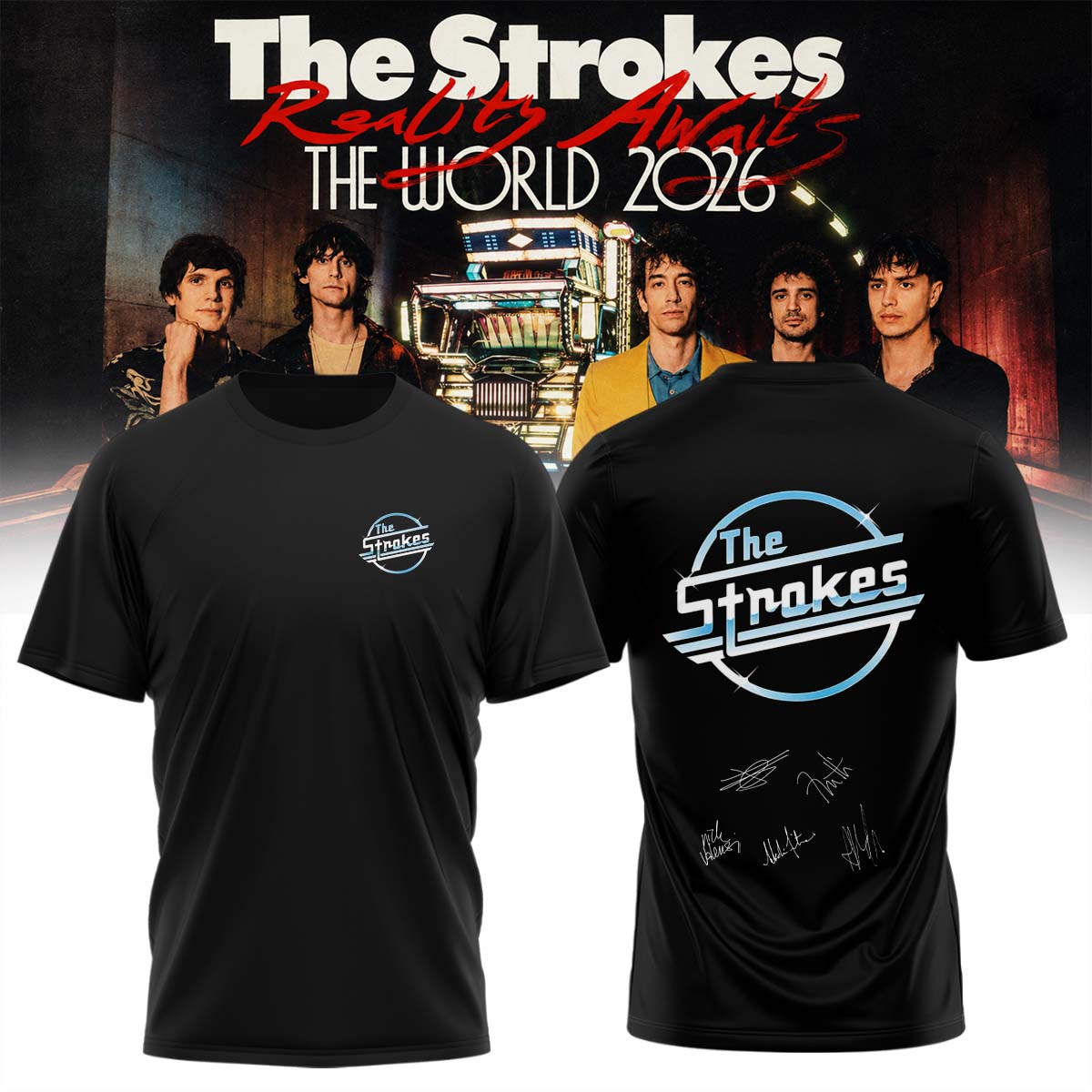 The Strokes Reality Awaits Tour 2026 Exclusive Music Fan T Shirt