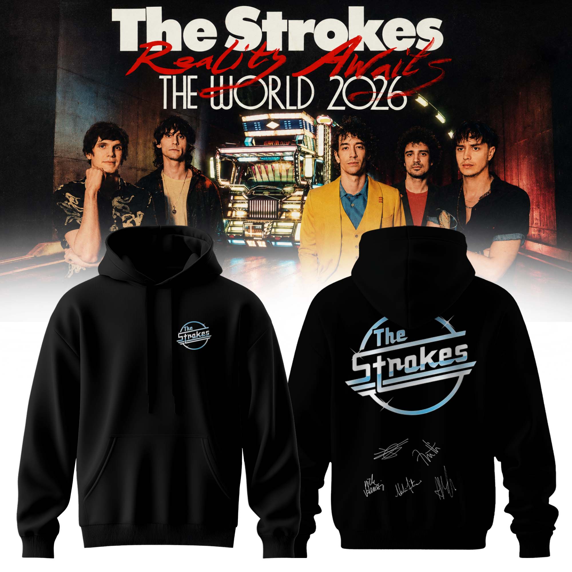 The Strokes Reality Awaits Tour 2026 Exclusive Music Lover Hoodie