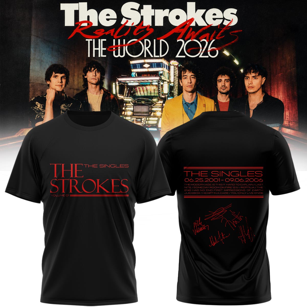 The Strokes Reality Awaits Tour 2026 Exclusive Music Lover tshirt