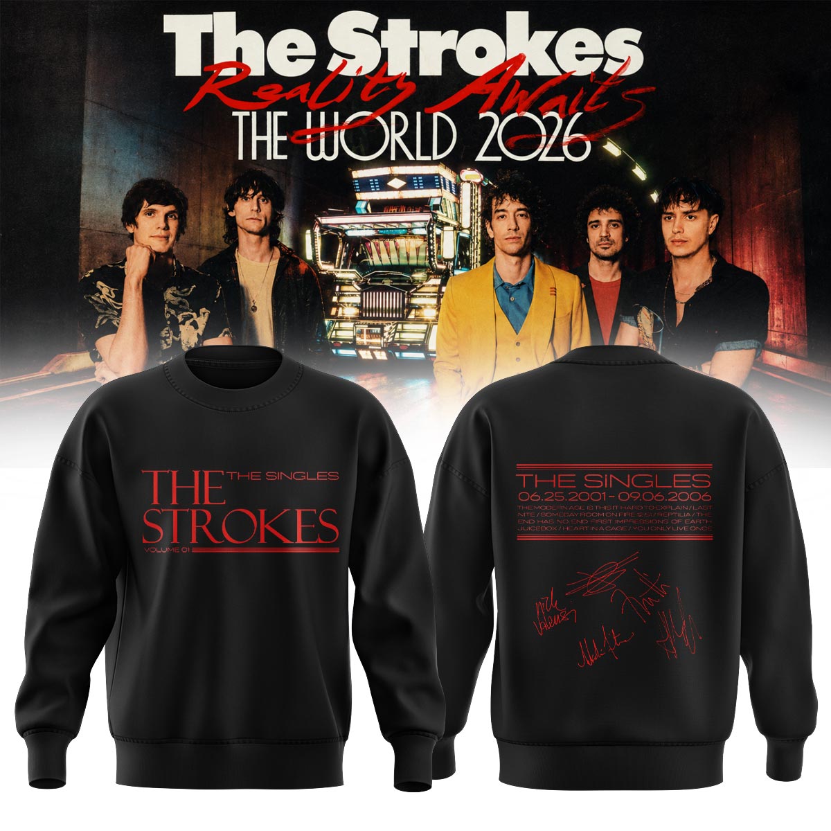 The Strokes Reality Awaits Tour 2026 Premium Concert Sweater