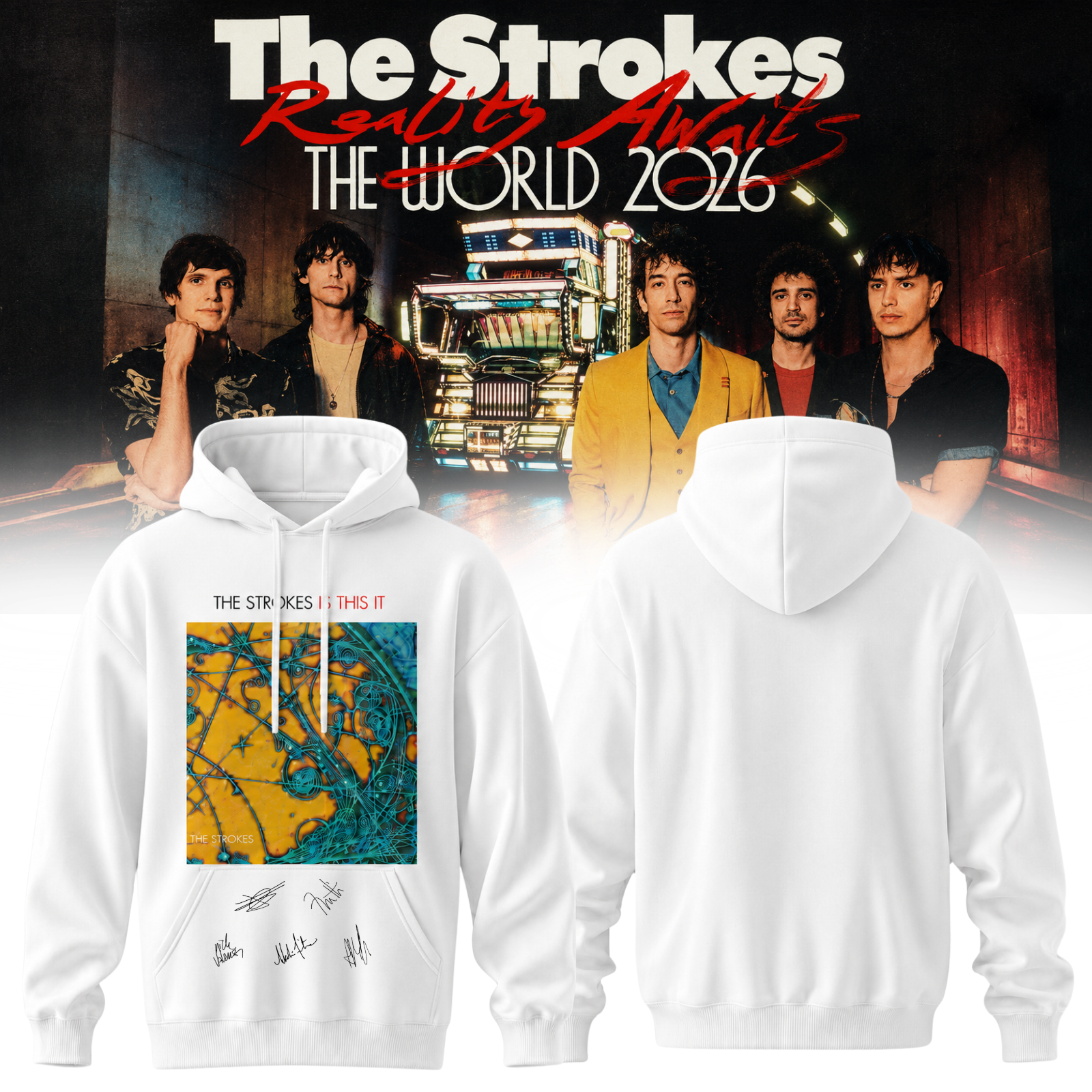 The Strokes Reality Awaits Tour 2026 Premium Signature Concert Hoodie