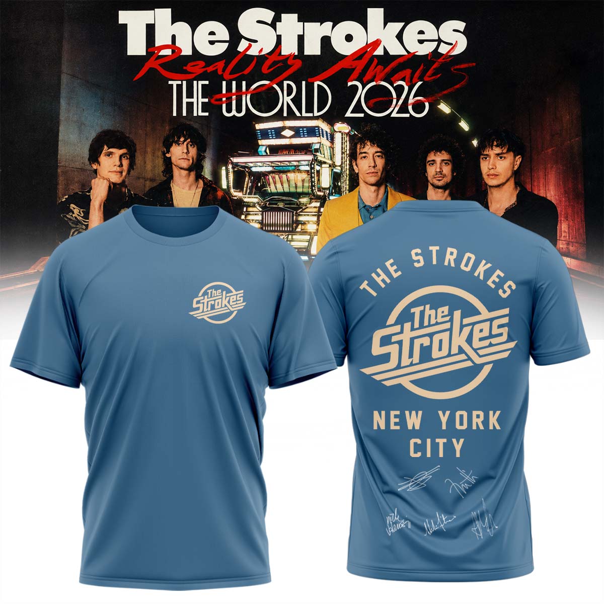 The Strokes Reality Awaits Tour 2026 Premium Vintage Graphic Tee