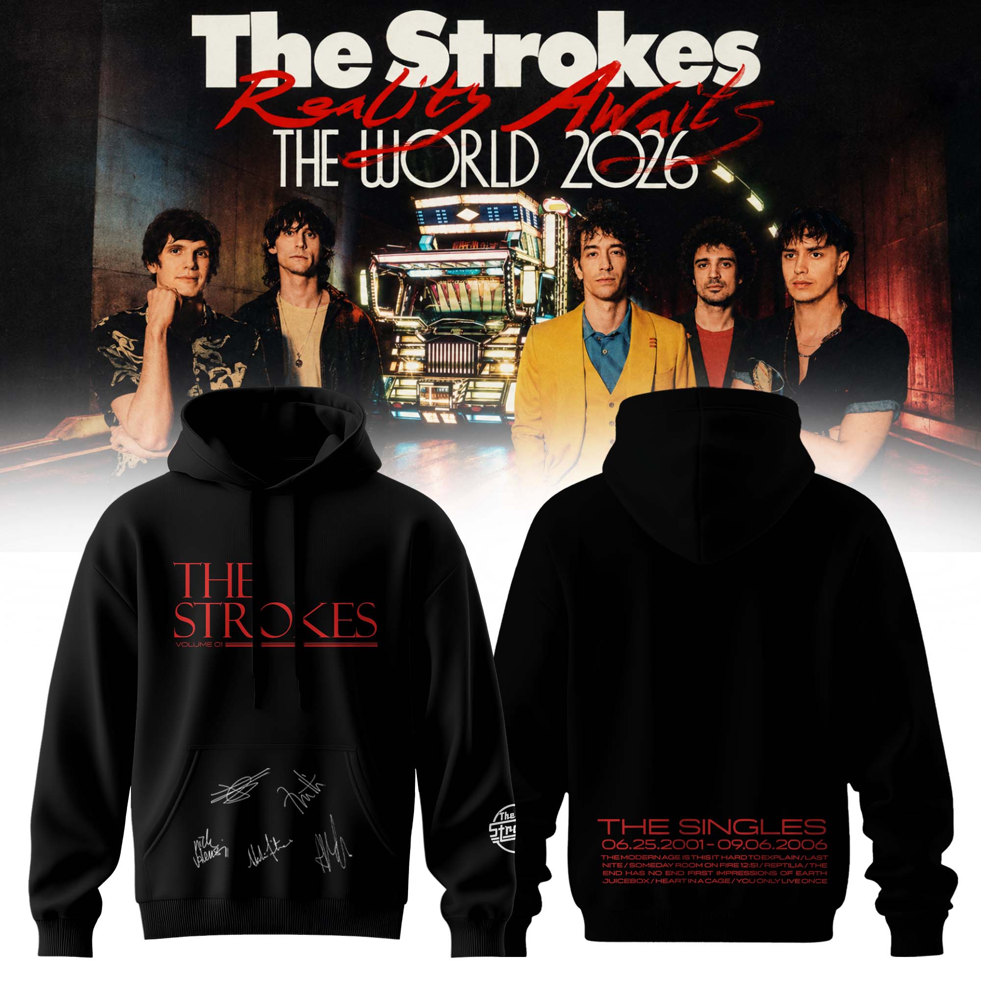 The Strokes Reality Awaits Tour 2026 Signature Fan Hoodie