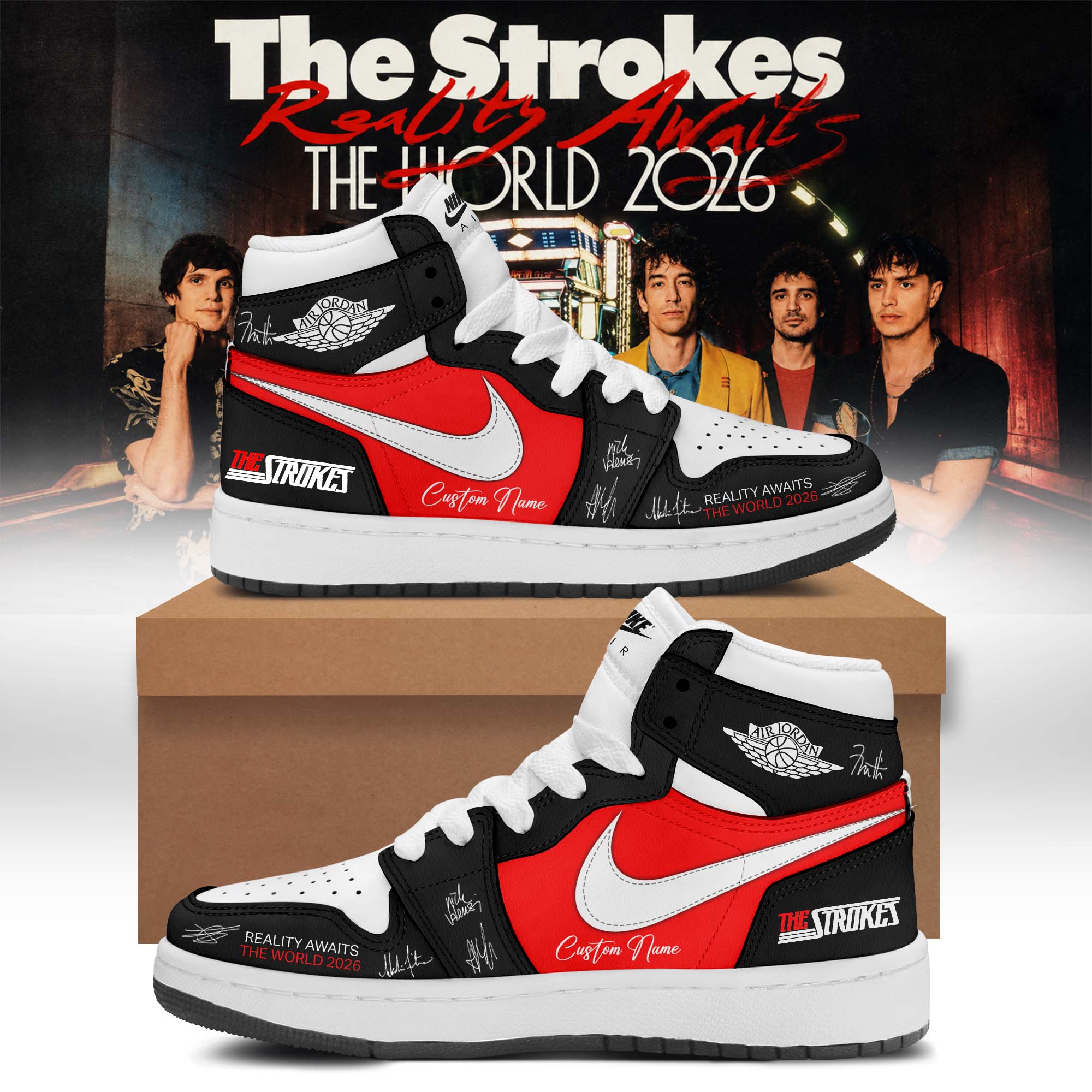 The Strokes Reality Awaits Tour 2026 Vintage High Top Footwear