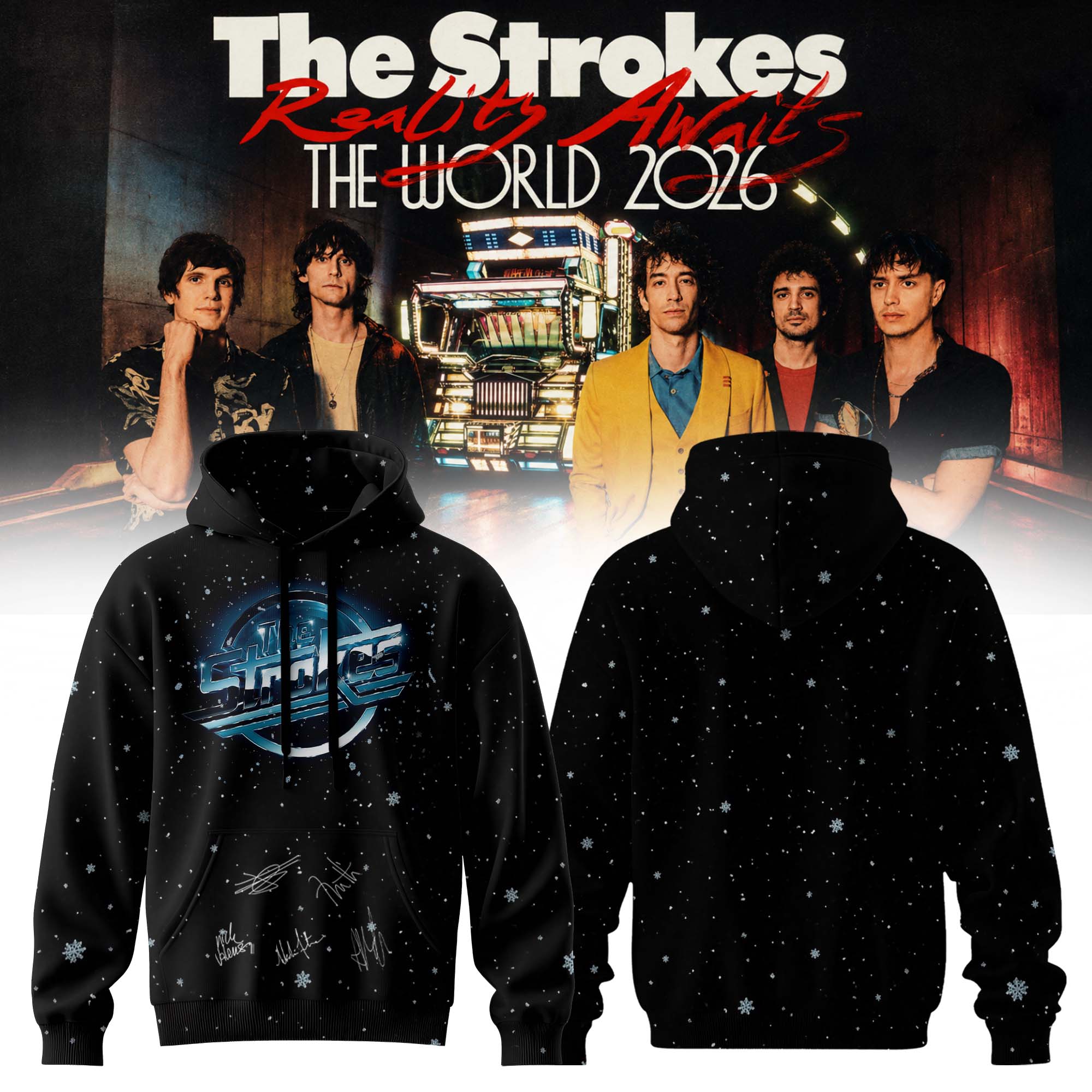 The Strokes Reality Awaits Tour 2026 Vintage Tour Hoodie