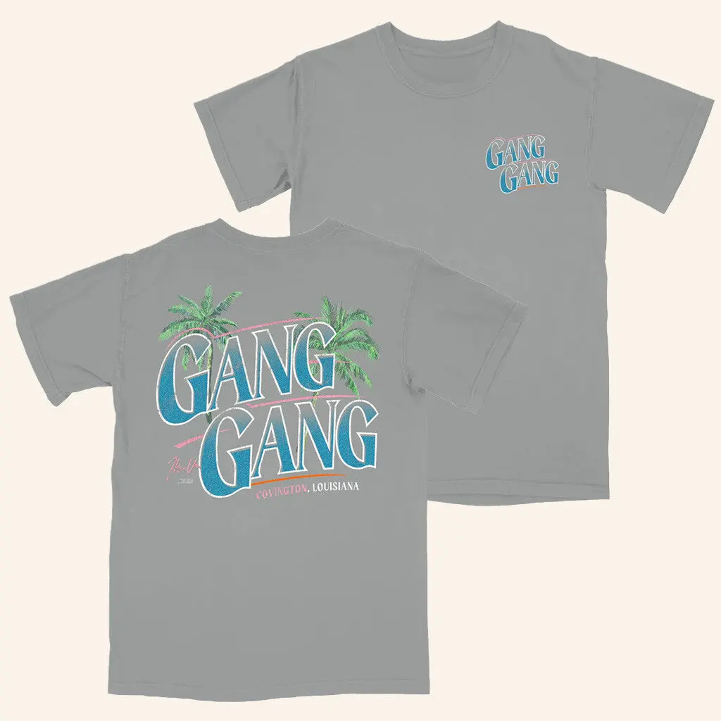Theo Von Merch Gang Gang Palm Tree Periwinkle TShirt Gifts For Boyfriend